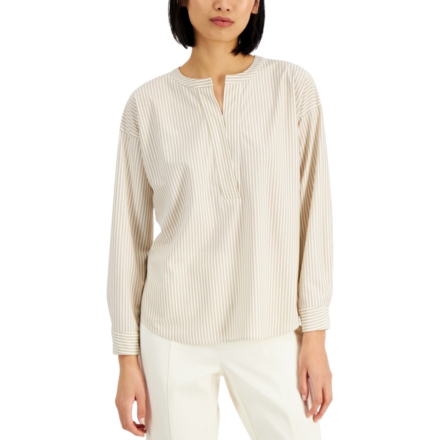 Women's Striped Top,Beige