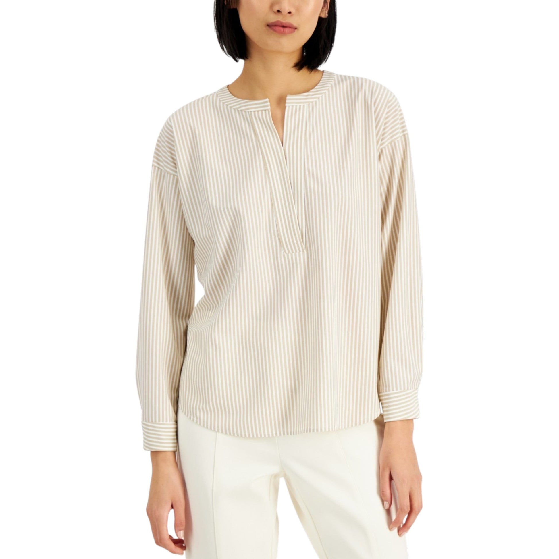 Women's Striped Top,Beige