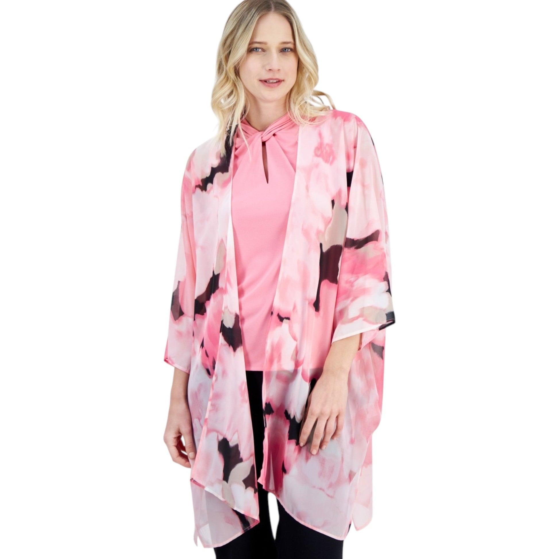 Women's Printed Top Cardigan,Pink