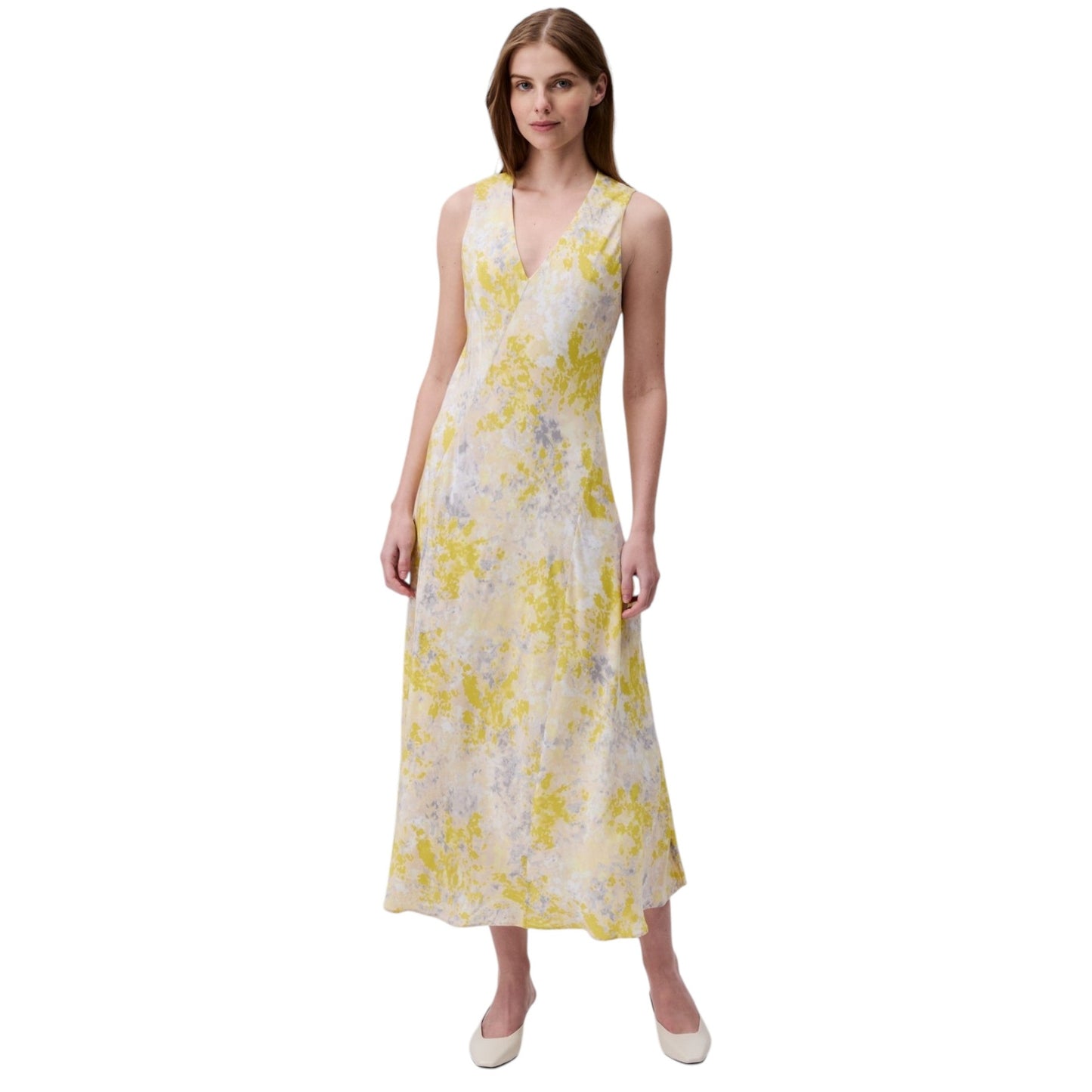 Women's Printed Colorblocked Dress,Yellow