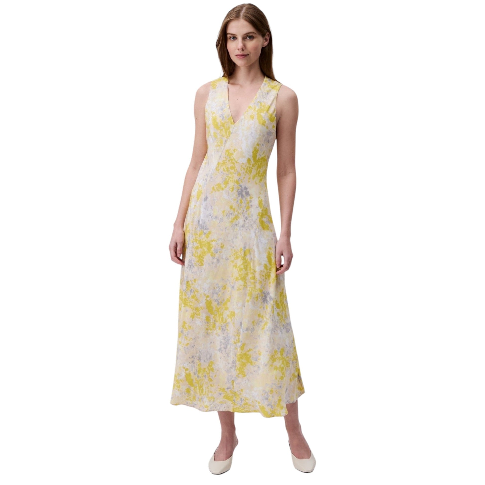 Women's Printed Colorblocked Dress,Yellow