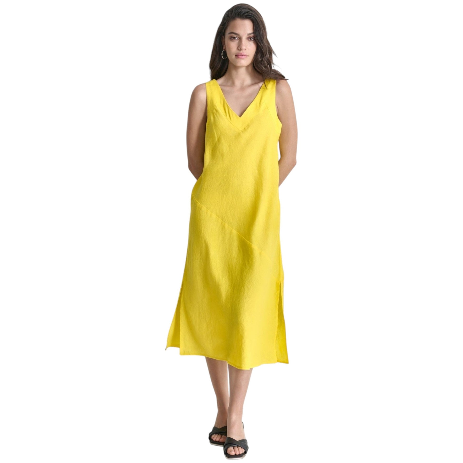 Women's Plain Dress,Yellow
