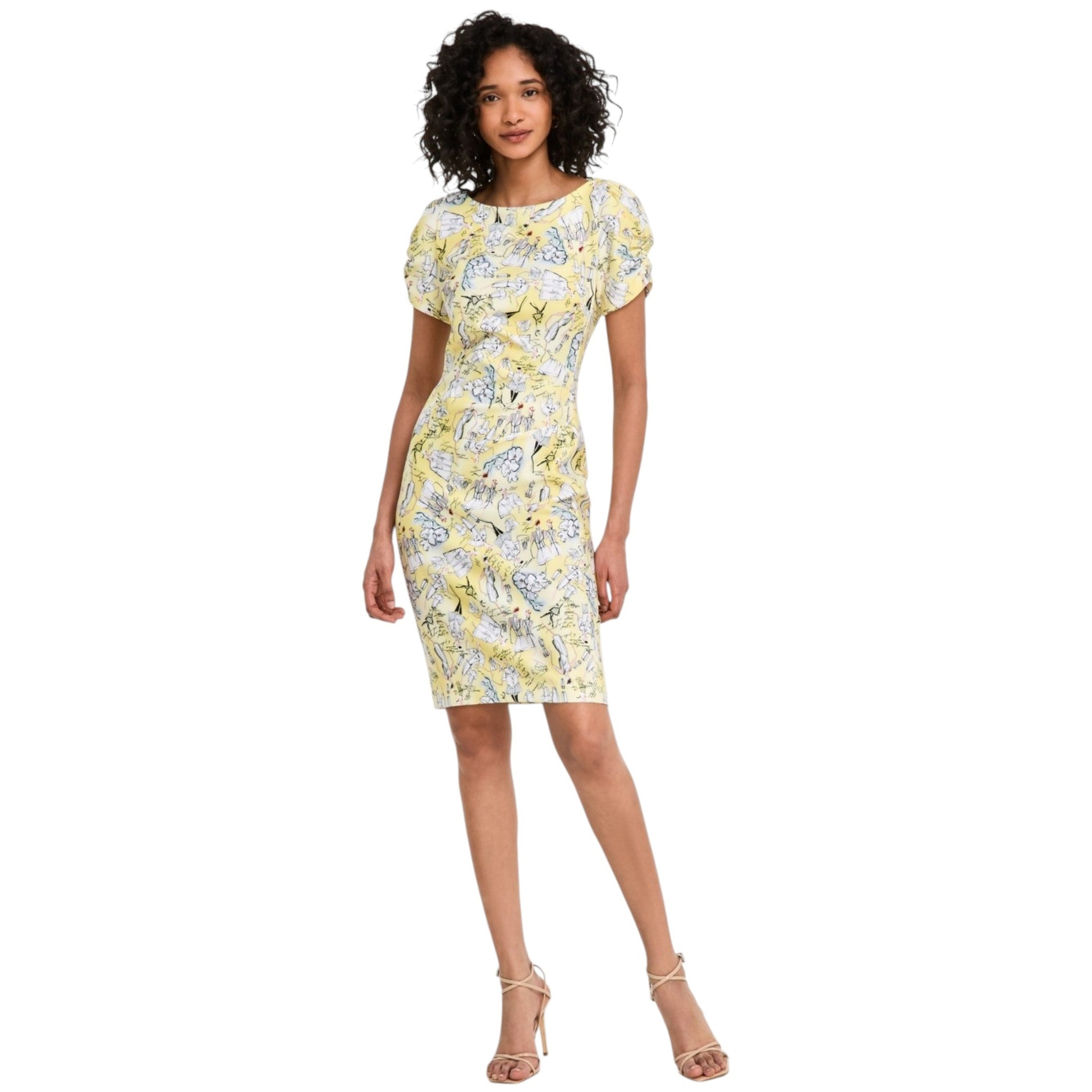 Women's Printed Dress,Yellow