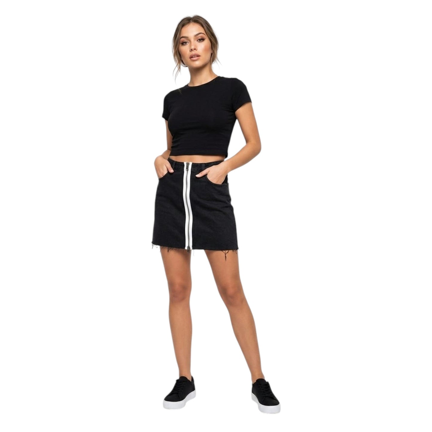 Women's Colorblocked Skirt,Black