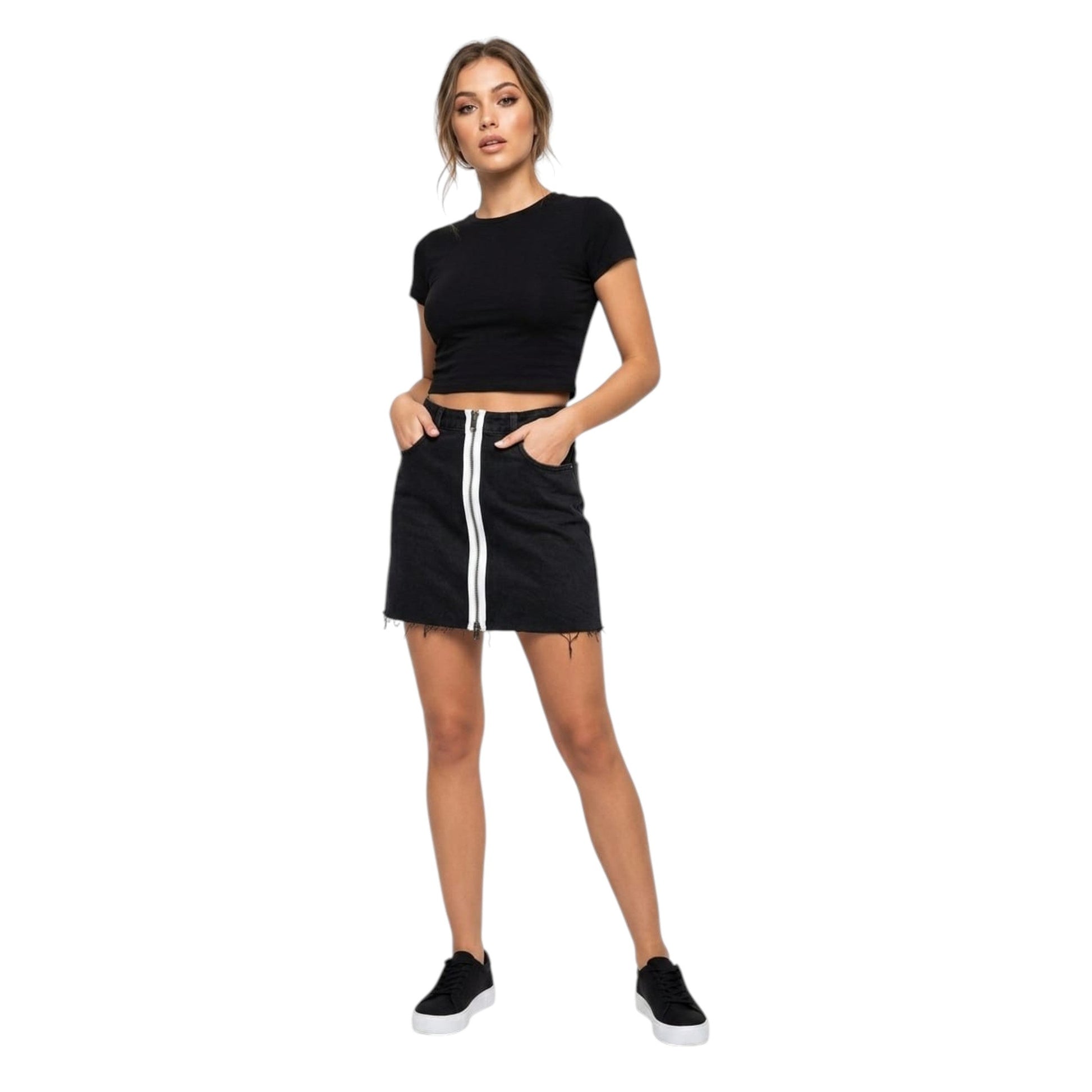 Women's Colorblocked Skirt,Black