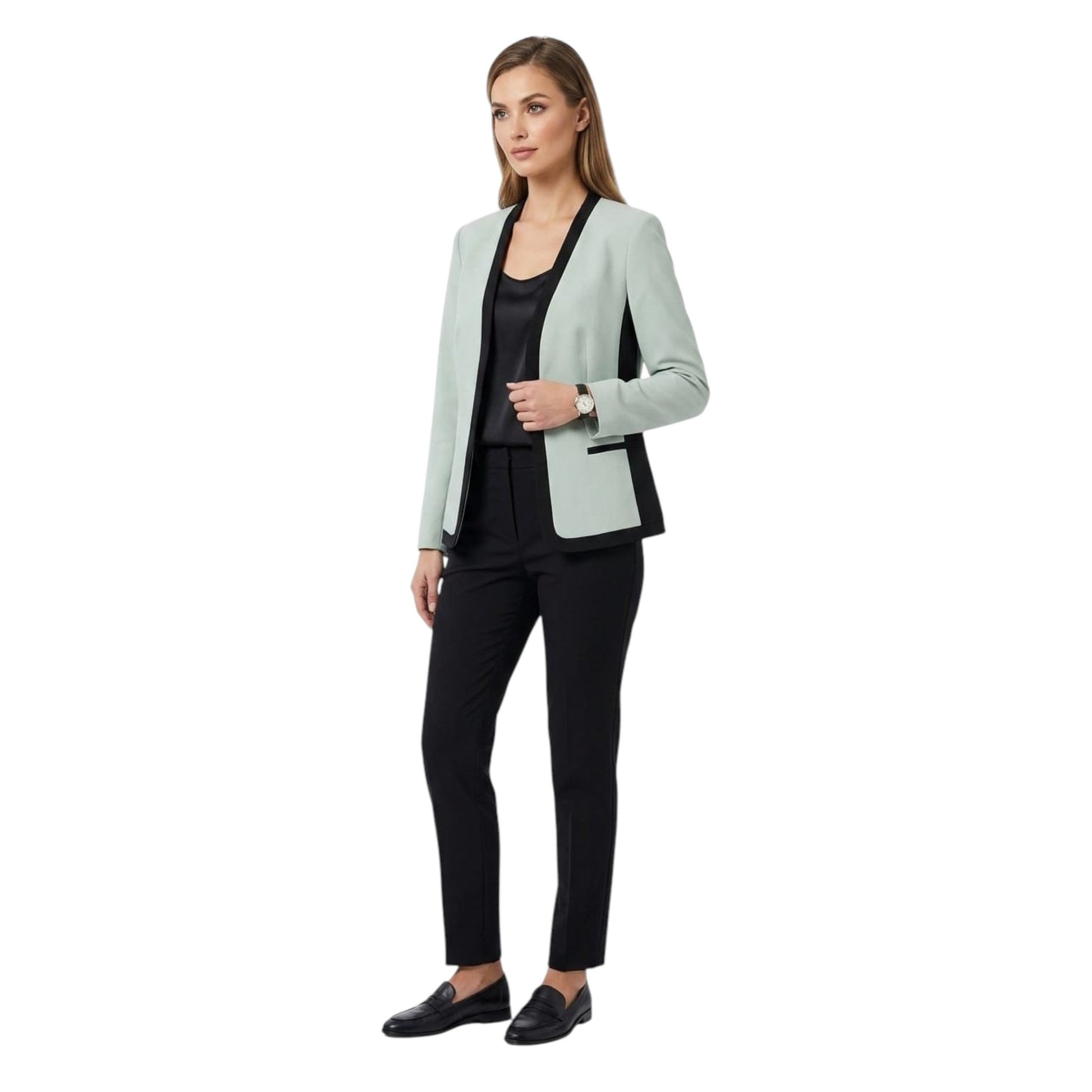 Women's Colorblocked Blazer,Aqua