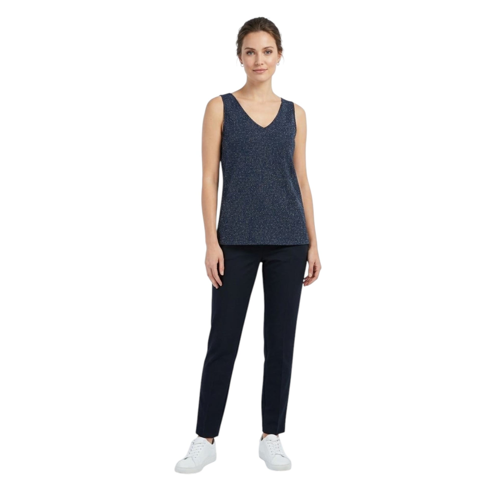 Women's Shiny Textured Top,Navy