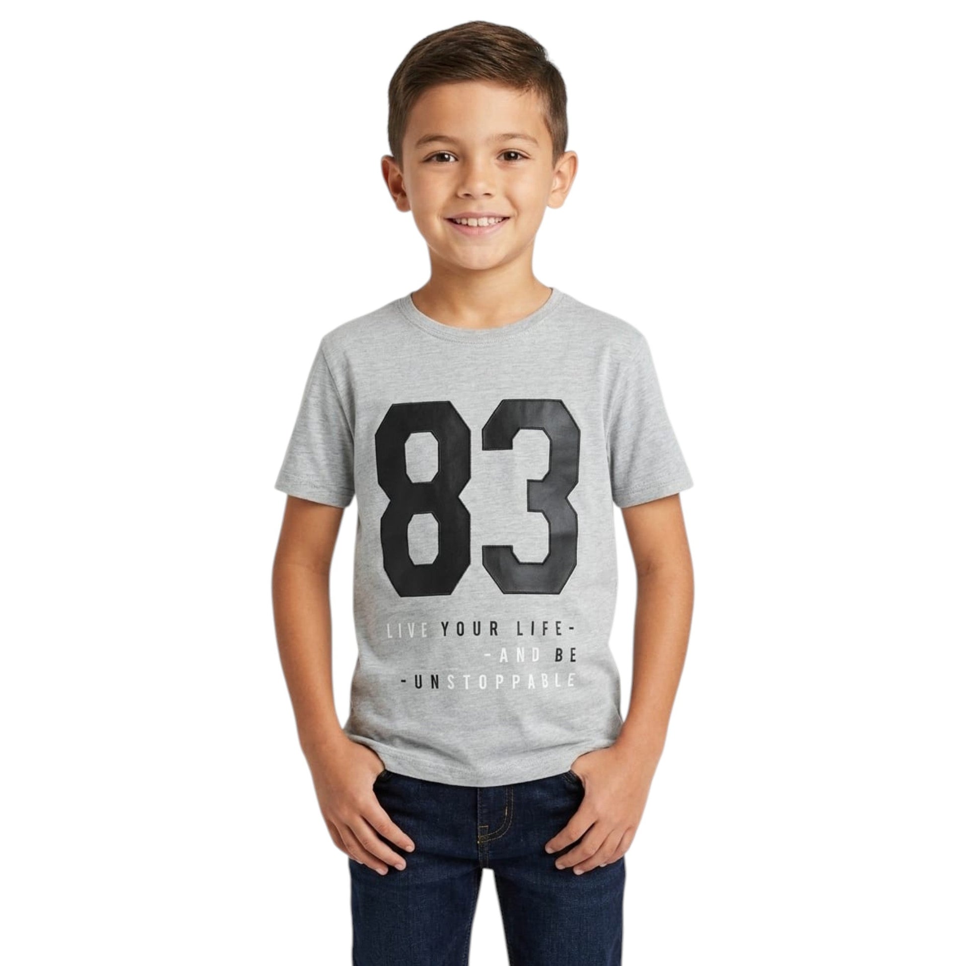 Kids Boy's Printed Top,Grey