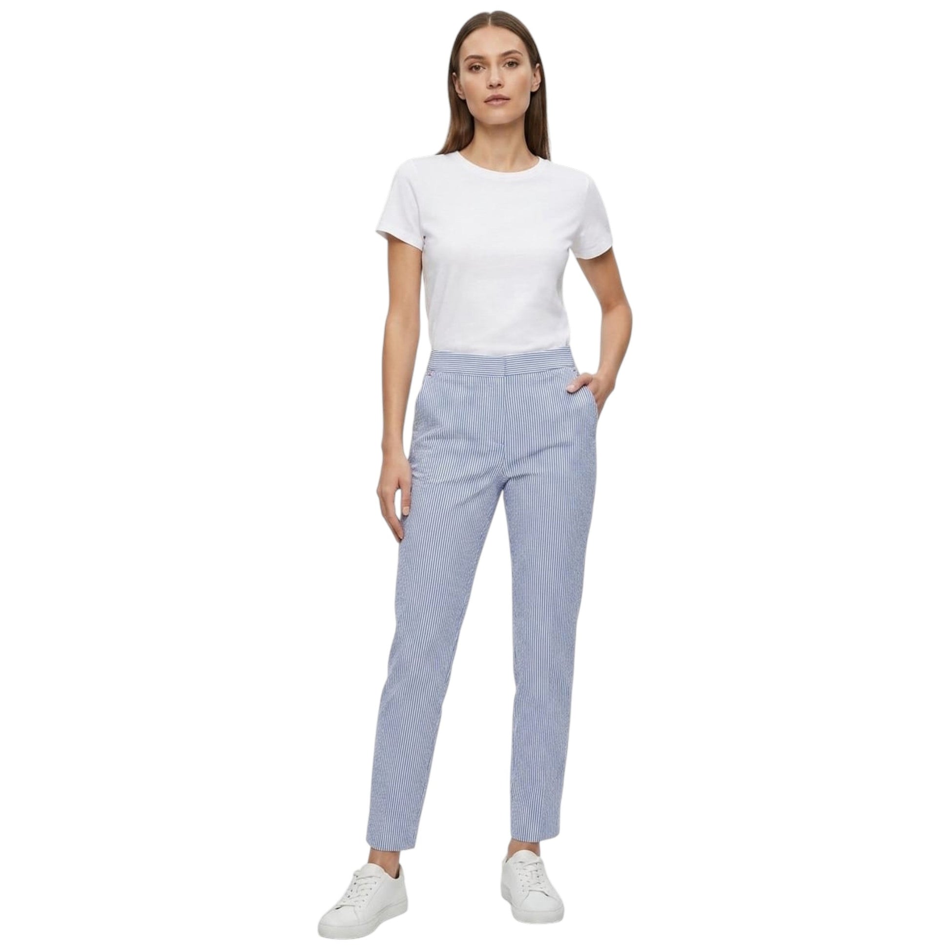Women's Blue Striped Pant,Blue