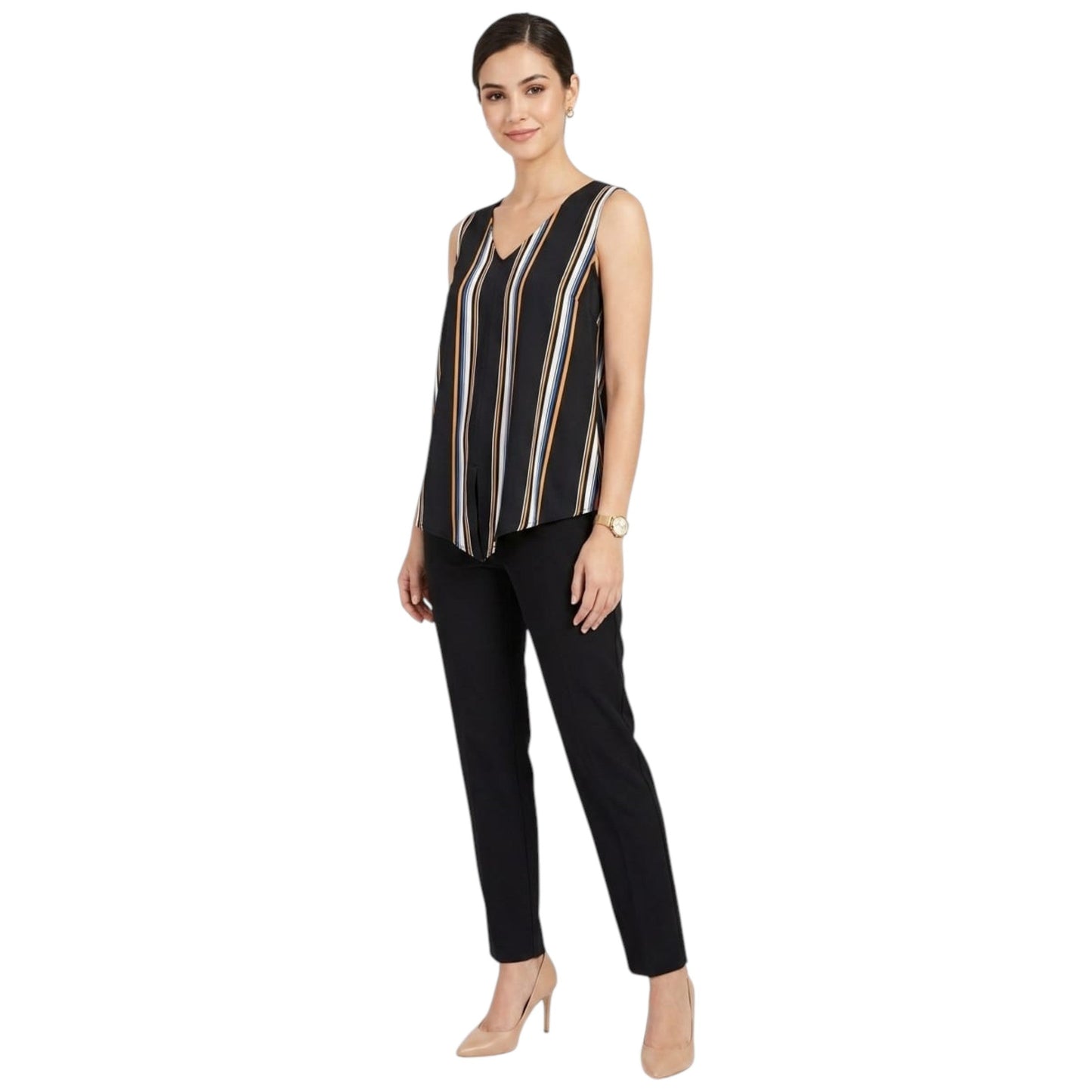 Women's Striped Top,Black