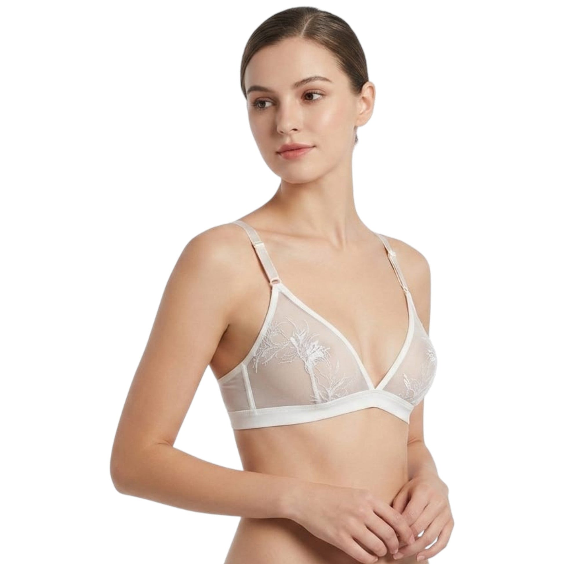 Women's Lace Sheer Bra,White