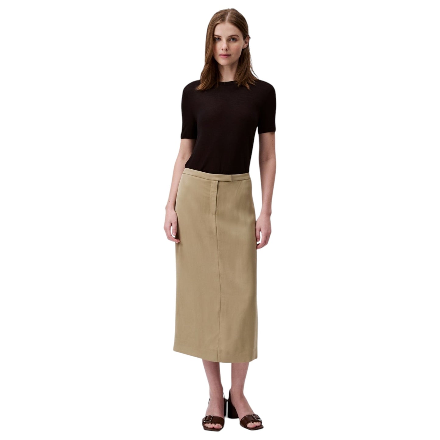 Women's Plain Skirt,Beige