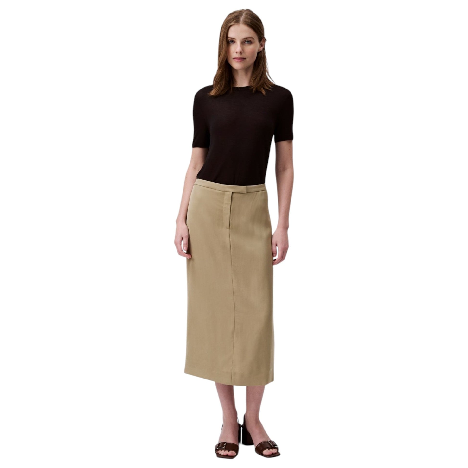 Women's Plain Skirt,Beige
