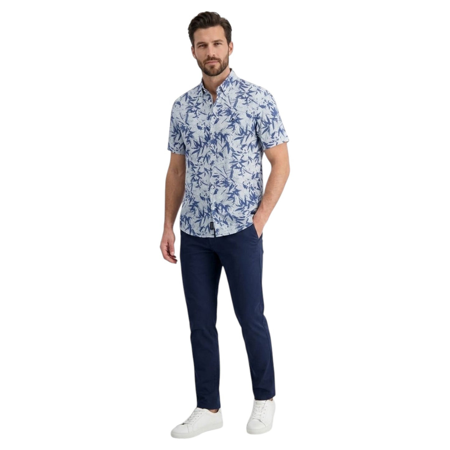 Men's Printed Dress Shirt,Navy