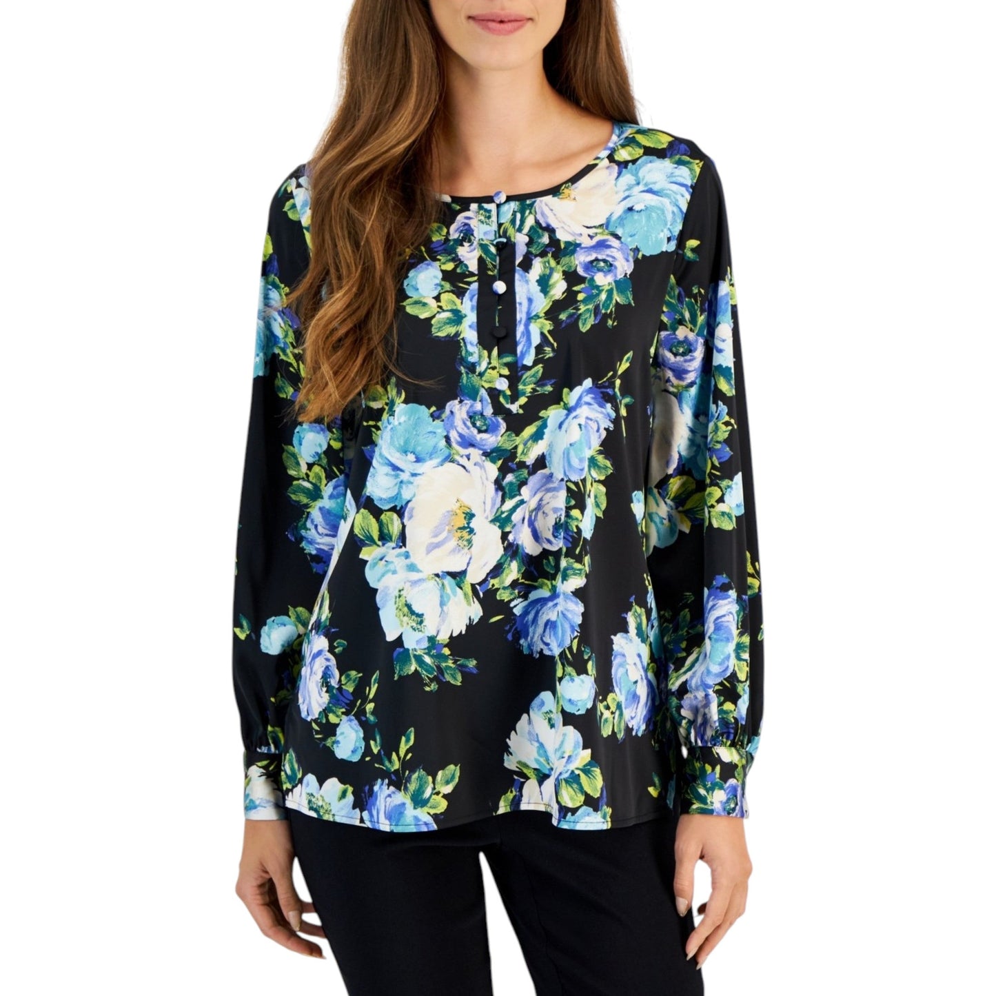 Women's Floral Printed Top,Black