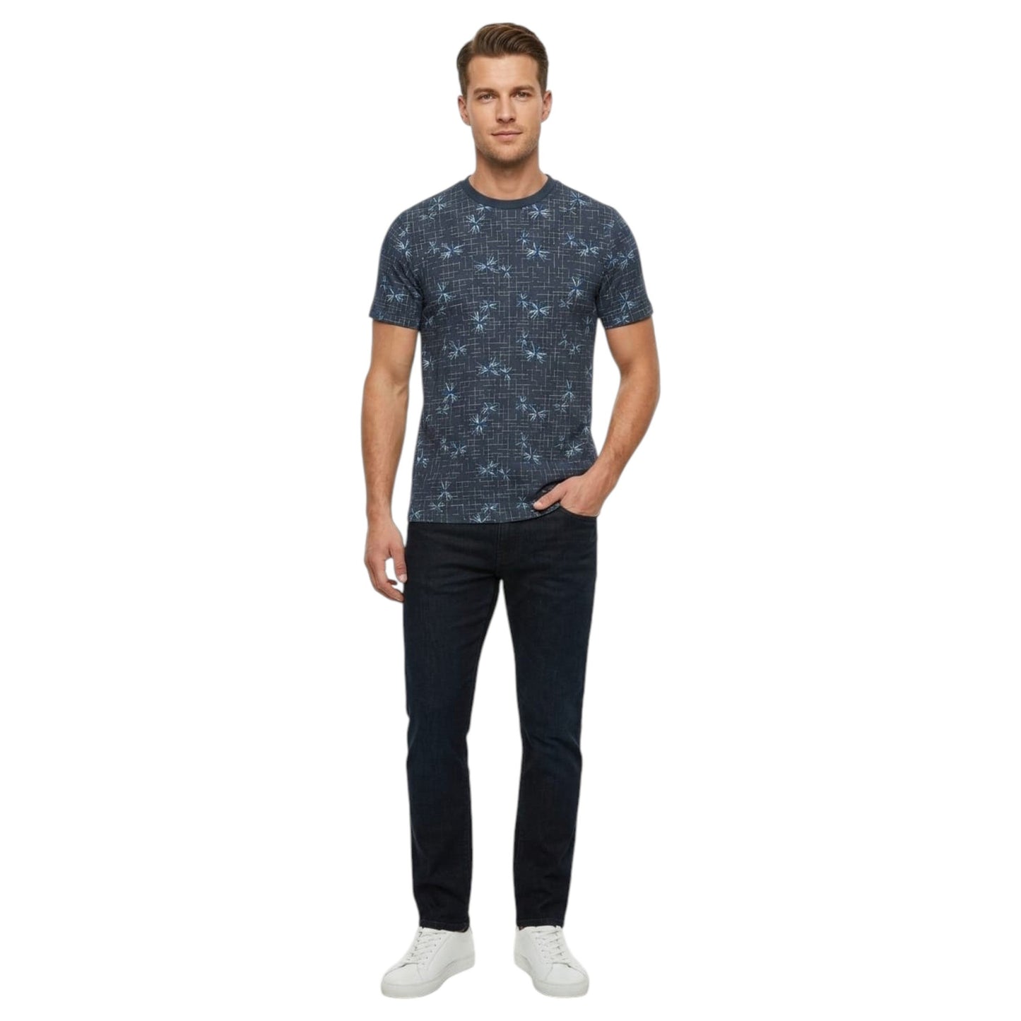 Men's Printed Top,Dusty Navy