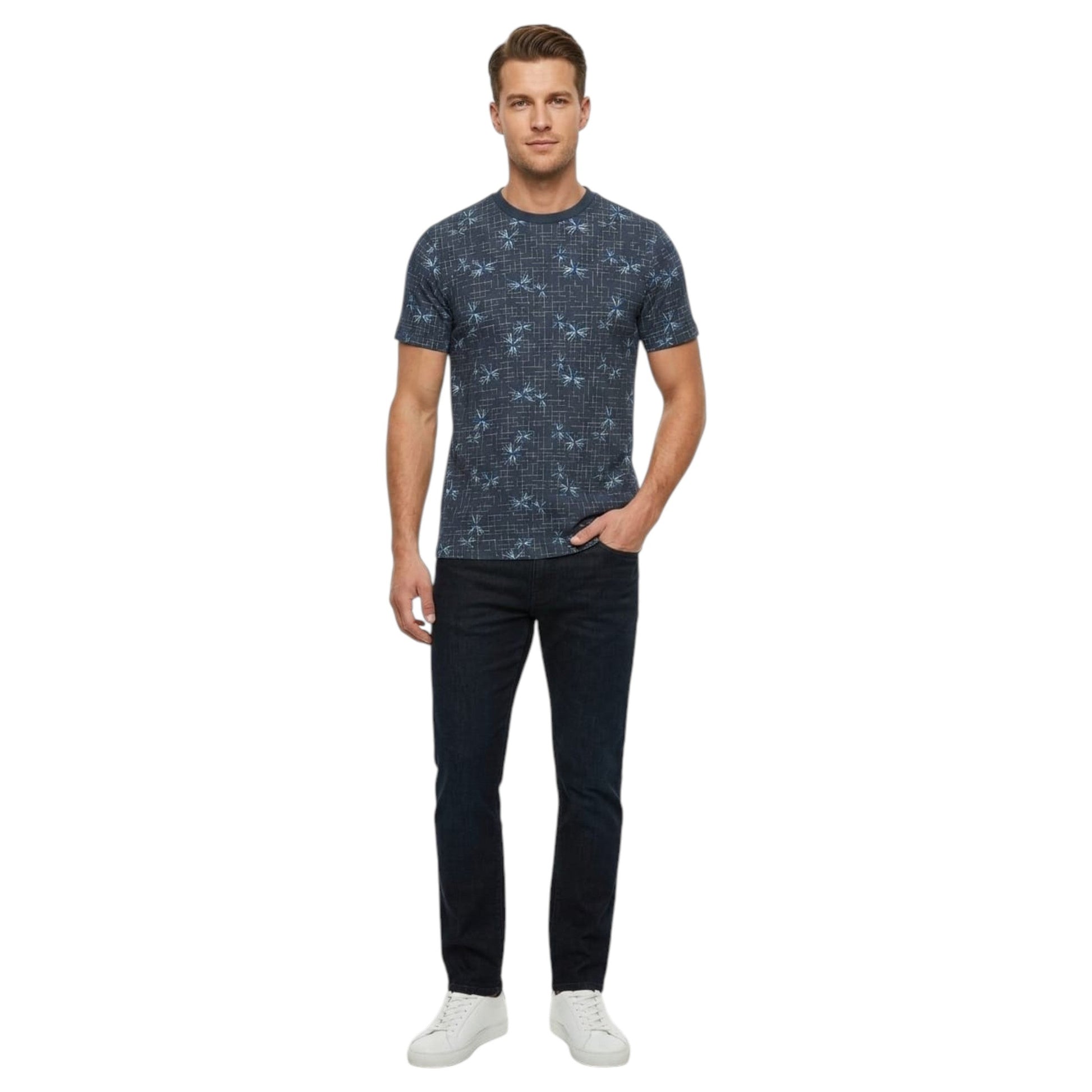 Men's Printed Top,Dusty Navy