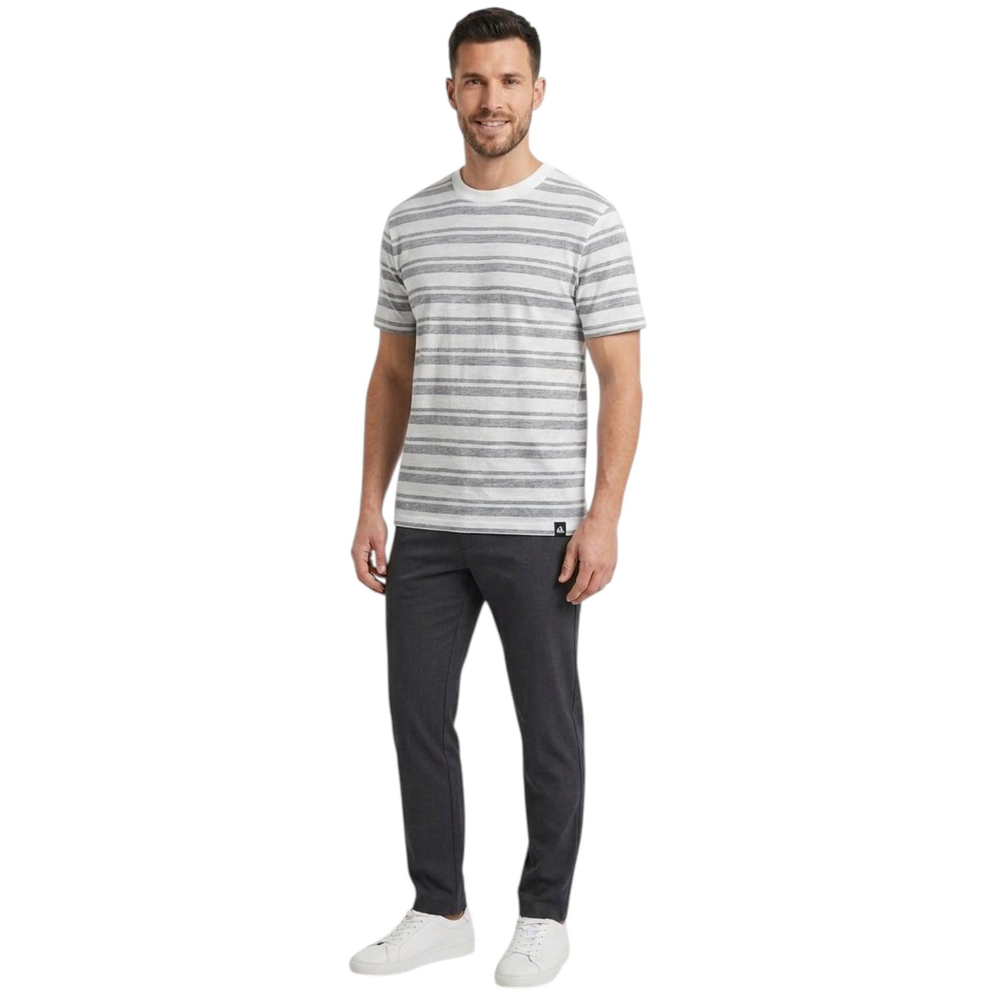 Men's Grey Striped Top,White