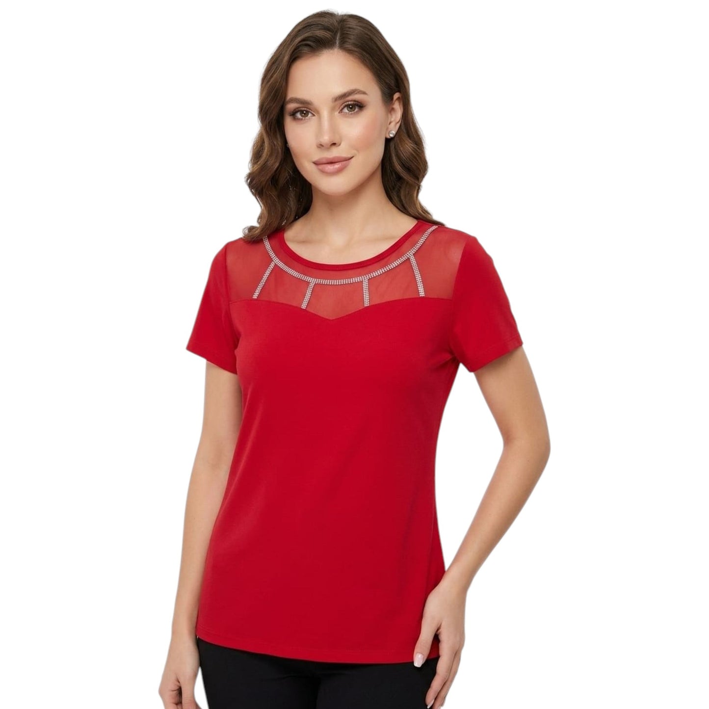 Women's Rhinestones Top,Red