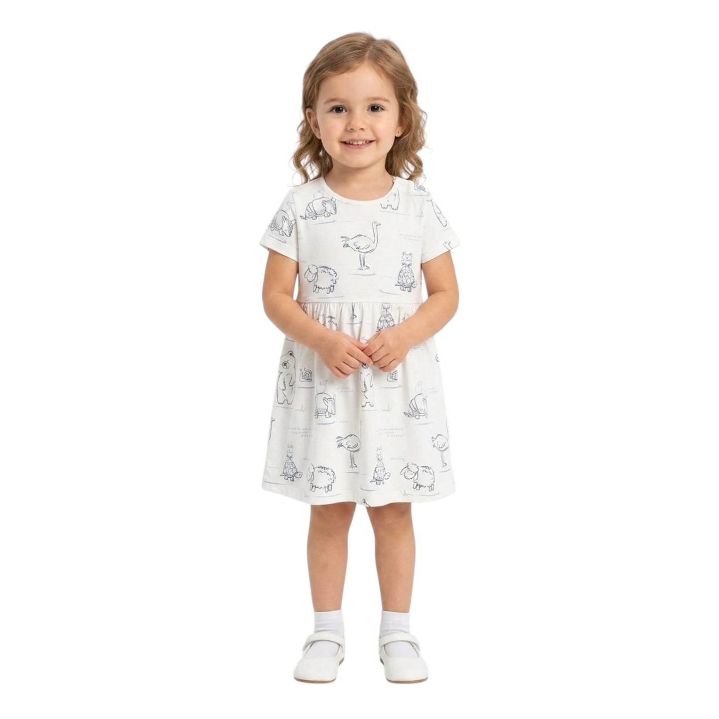 Kids Girl's Printed Dress,White