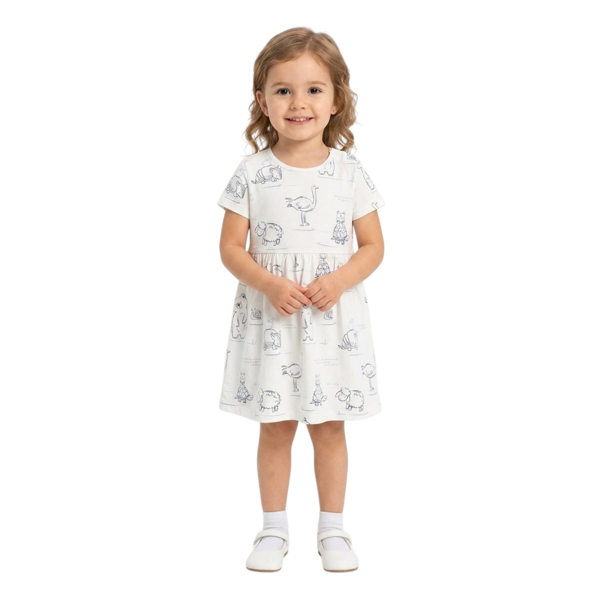 Kids Girl's Printed Dress,White