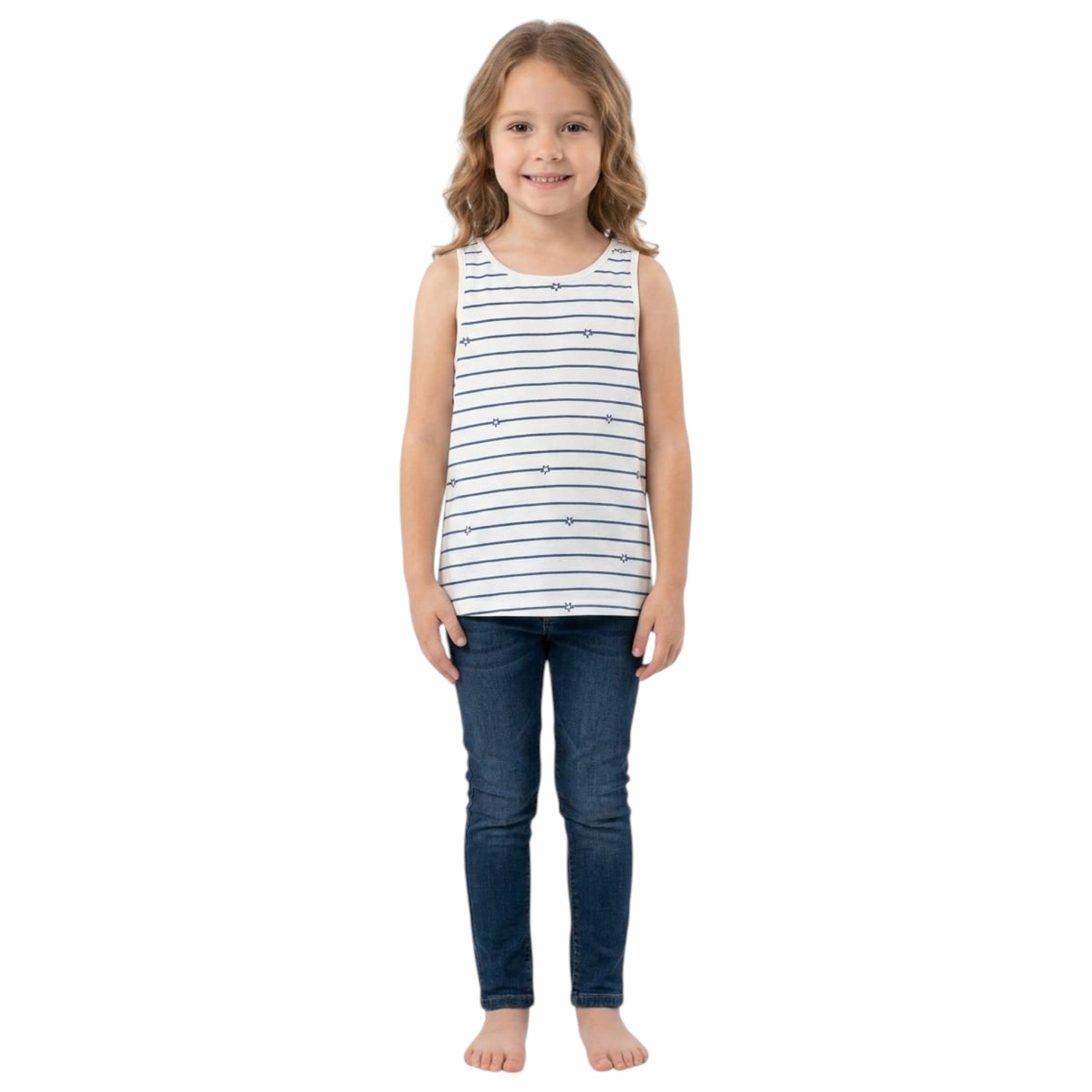 Kids Girl's Navy Striped To,White
