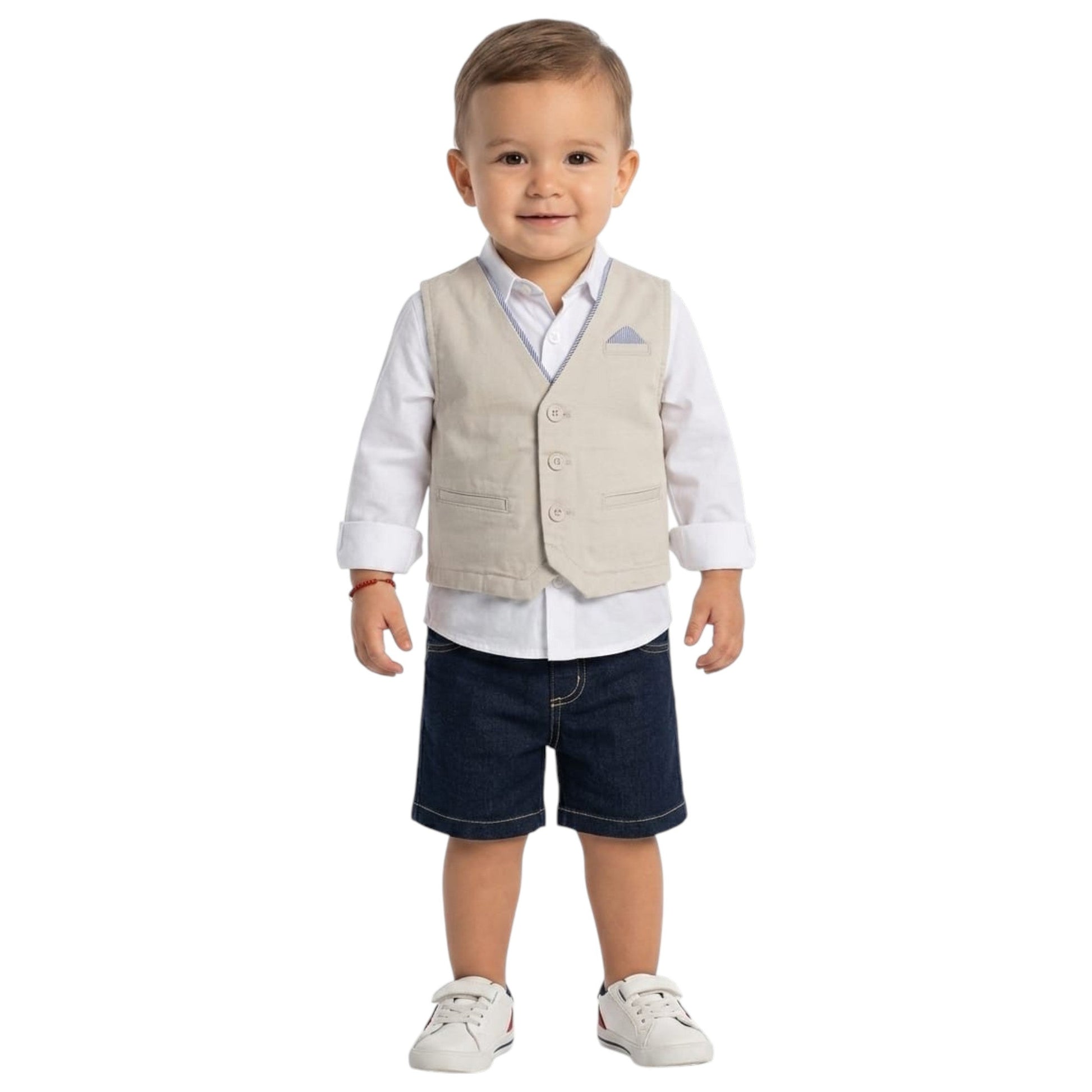 Kids Boy's Plain Vest,Stone