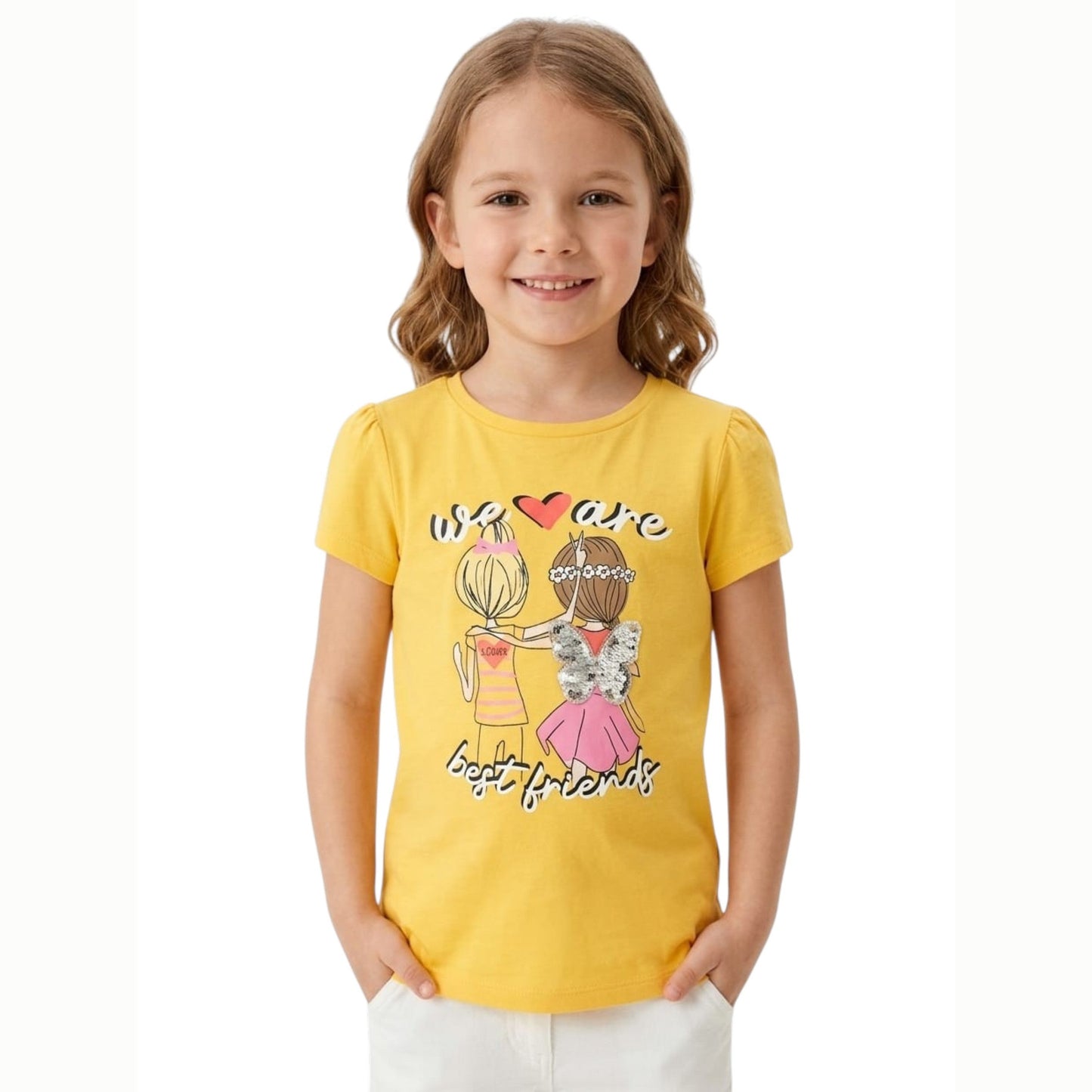 Kids Girl's Printed Top,Yellow