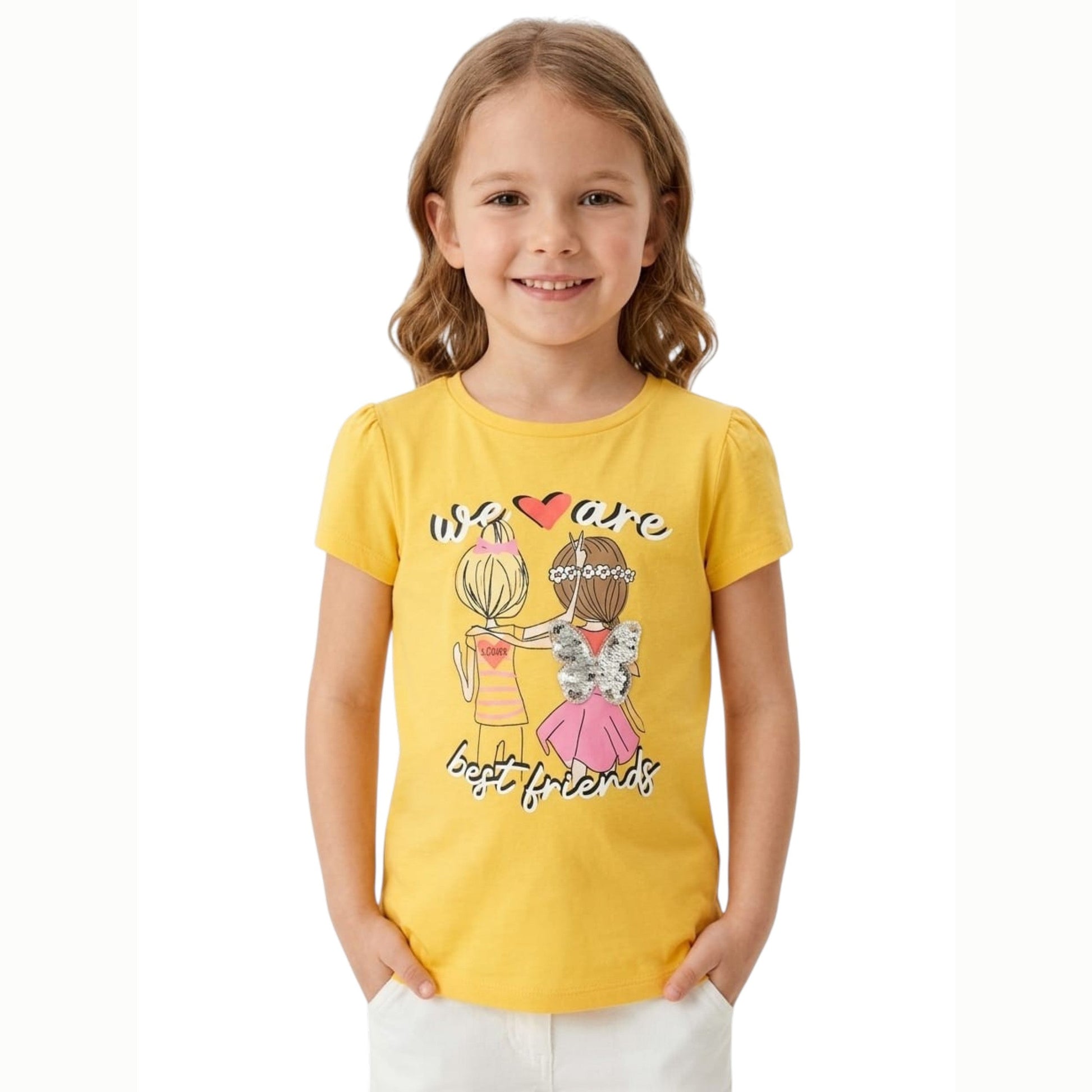 Kids Girl's Printed Top,Yellow