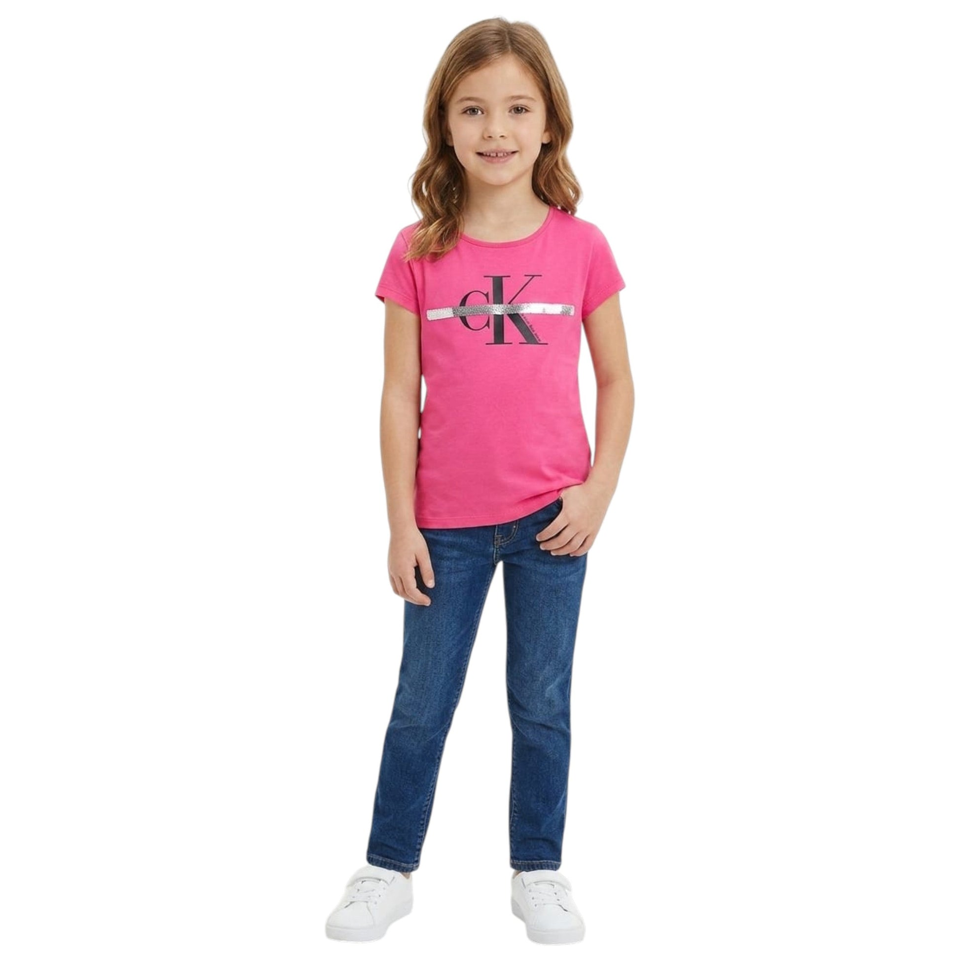 Kids Girl's Brand Logo Printed Top,Pink