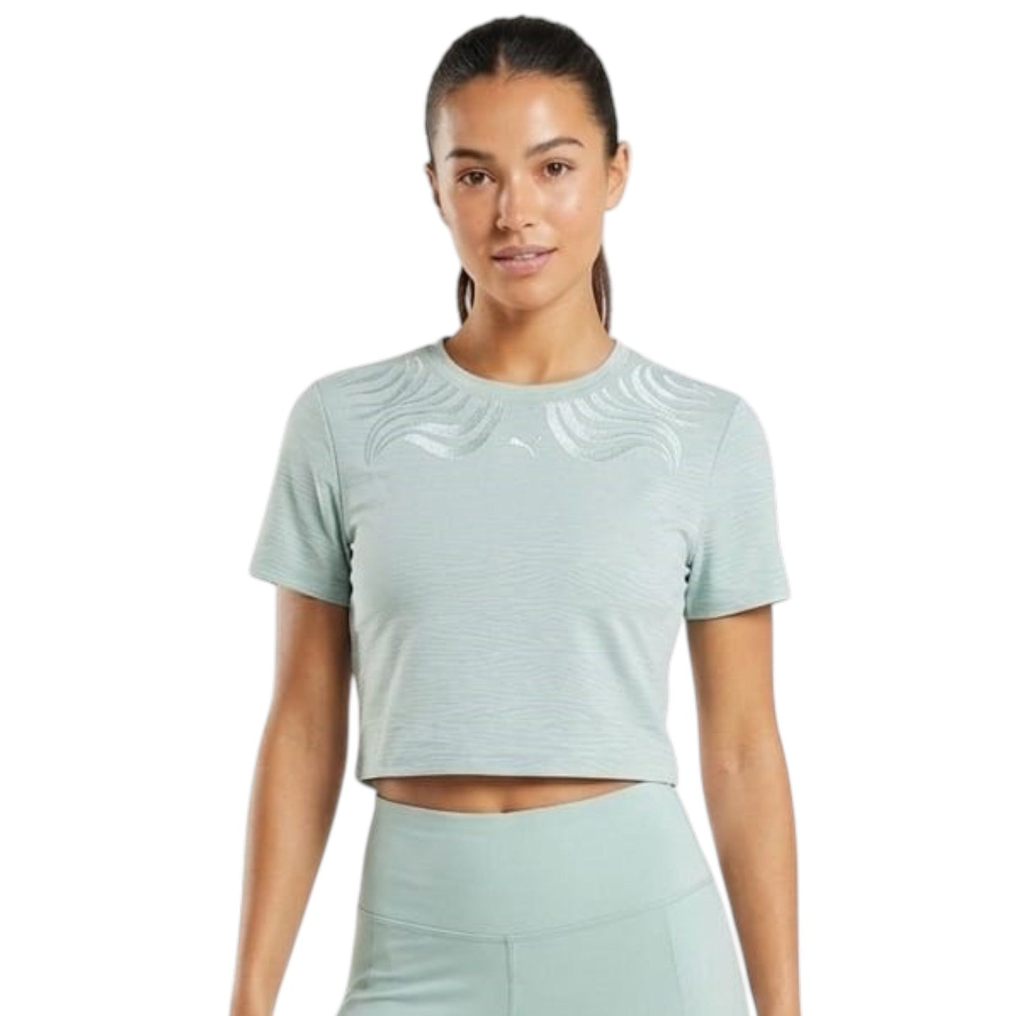 Women's Embroidered Crop Sport Top,Dusty Aqua