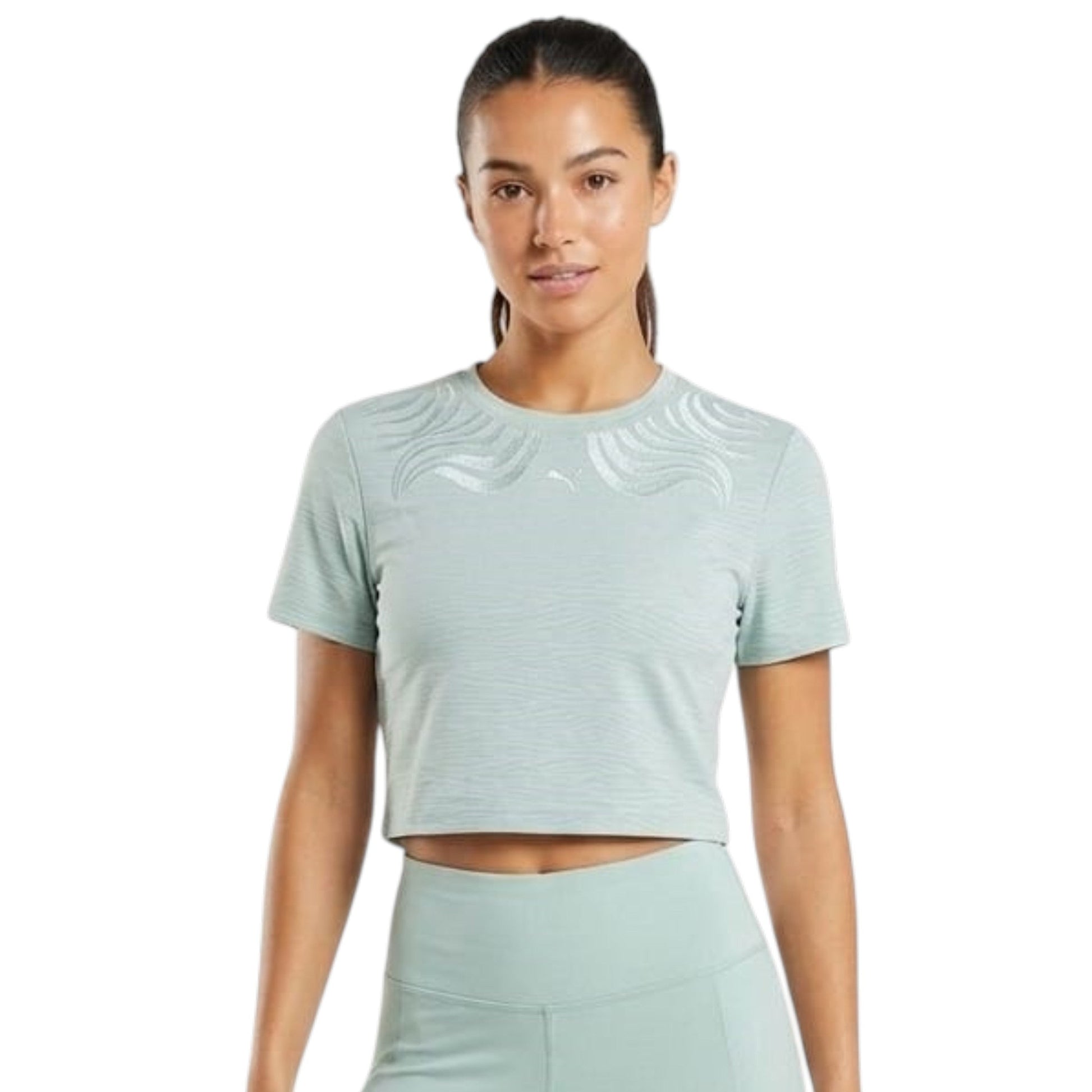 Women's Embroidered Crop Sport Top,Dusty Aqua