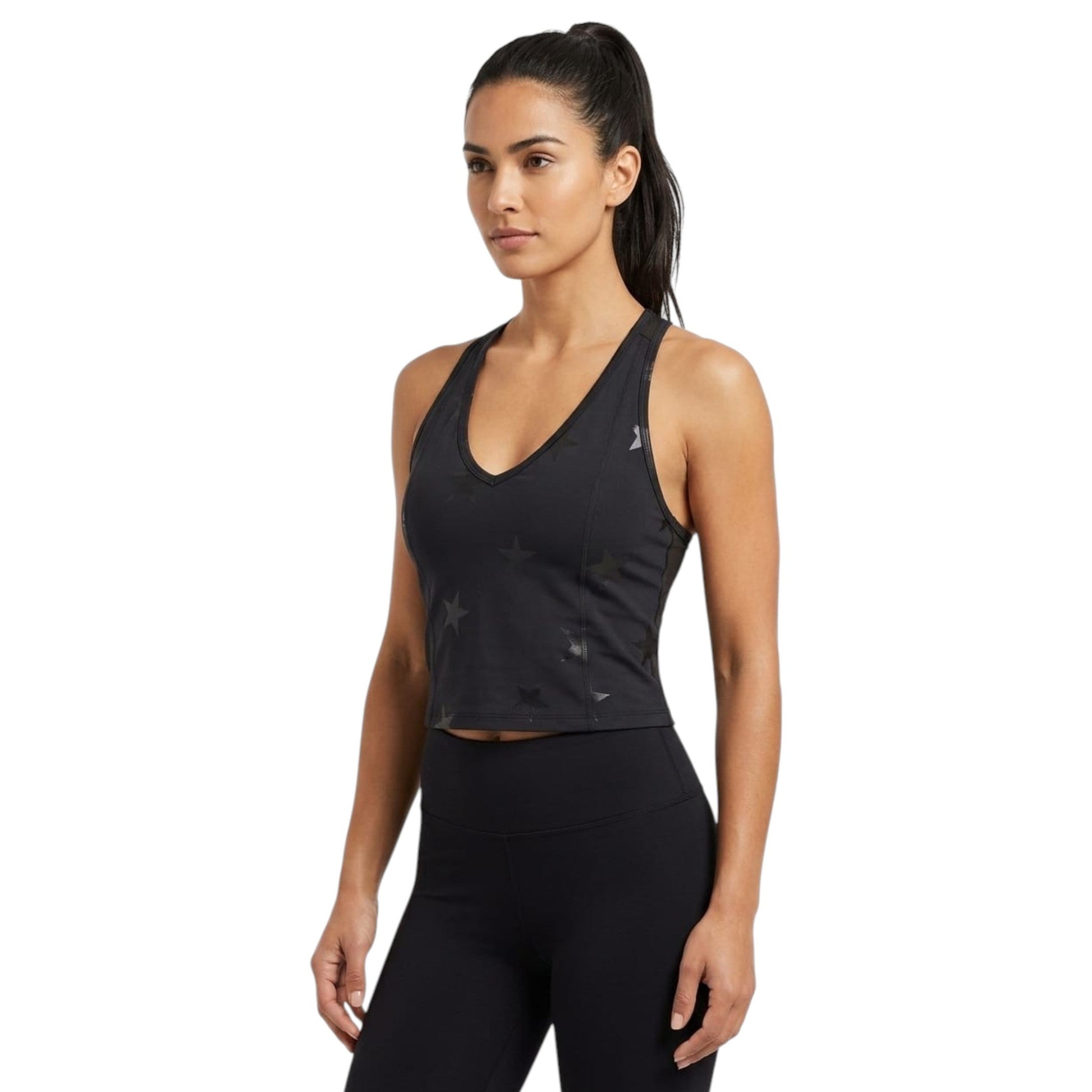 Women's Stars Printed Sport Bra,Black