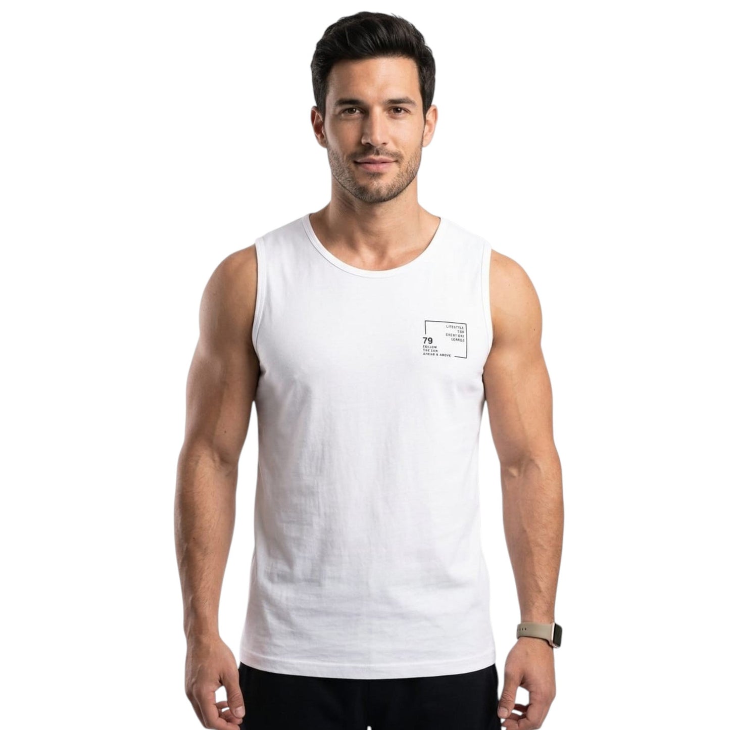 Men's Printed Sport Top,White