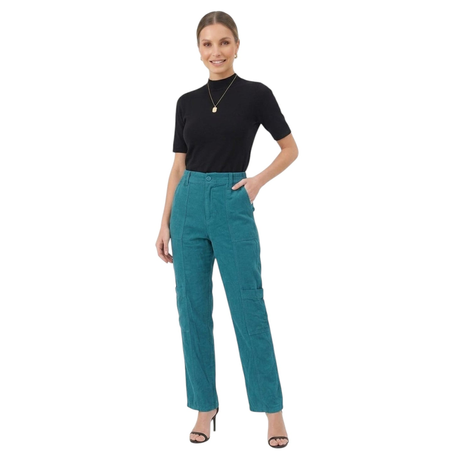 Women's Plain Pant,Turquoise
