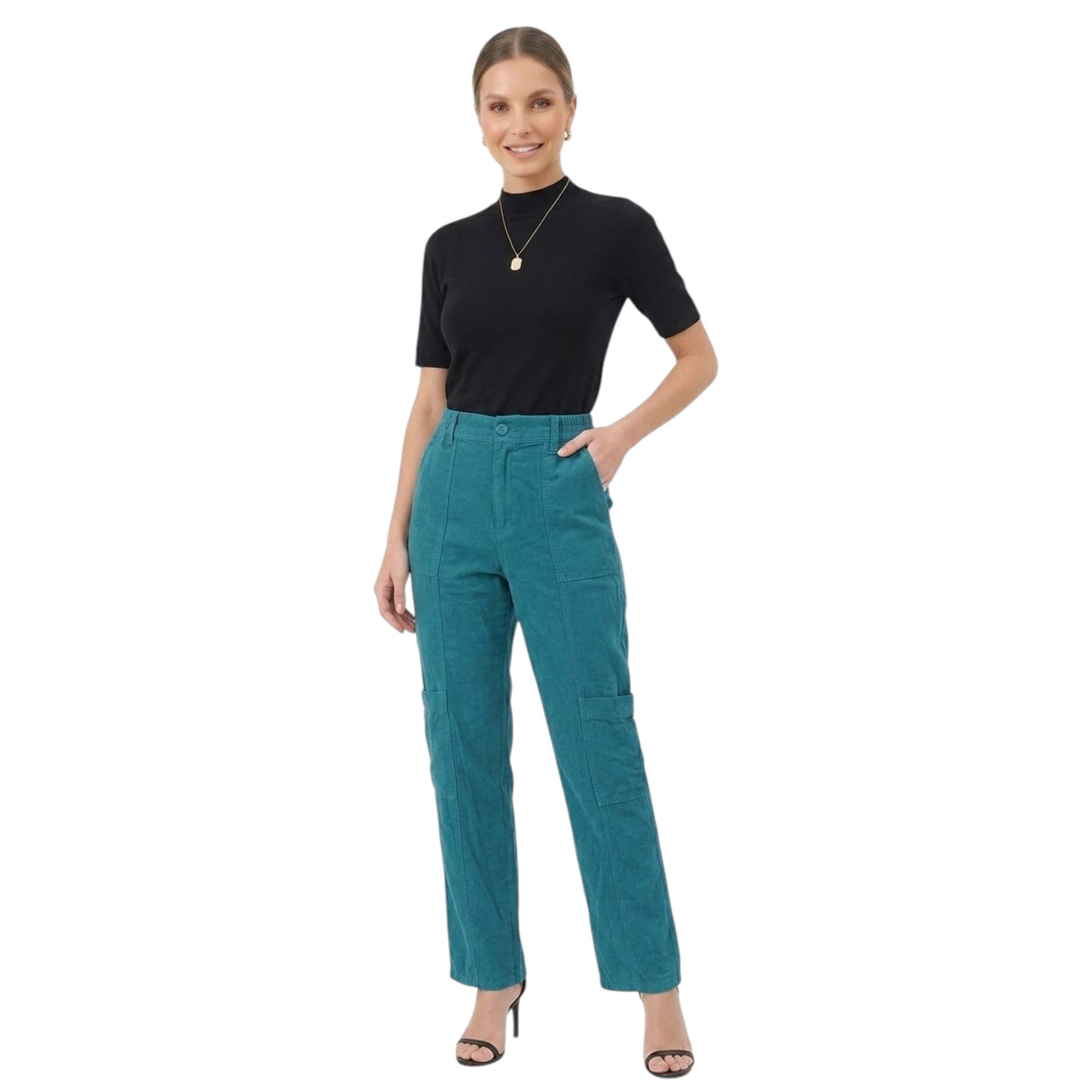 Women's Plain Pant,Turquoise