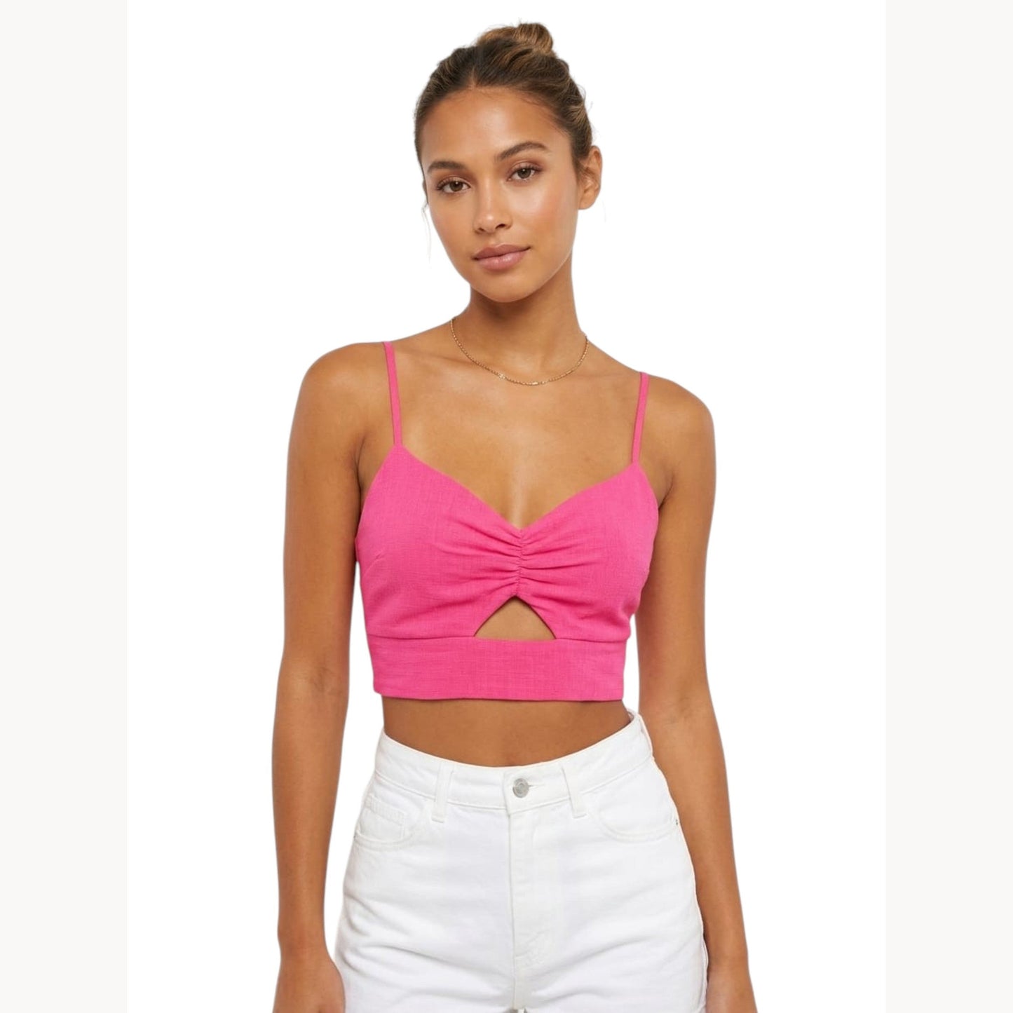 Women's Textured Crop Top,Pink