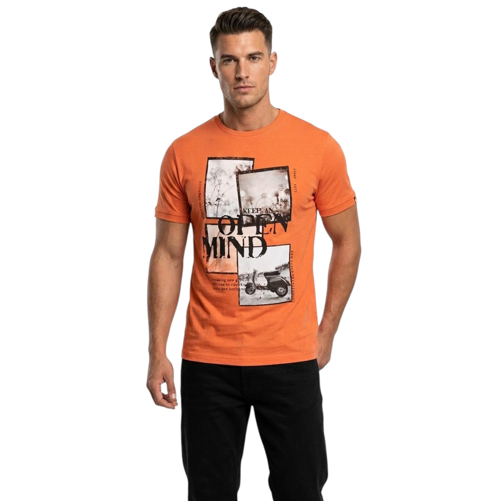 Men's Printed Top,Orange
