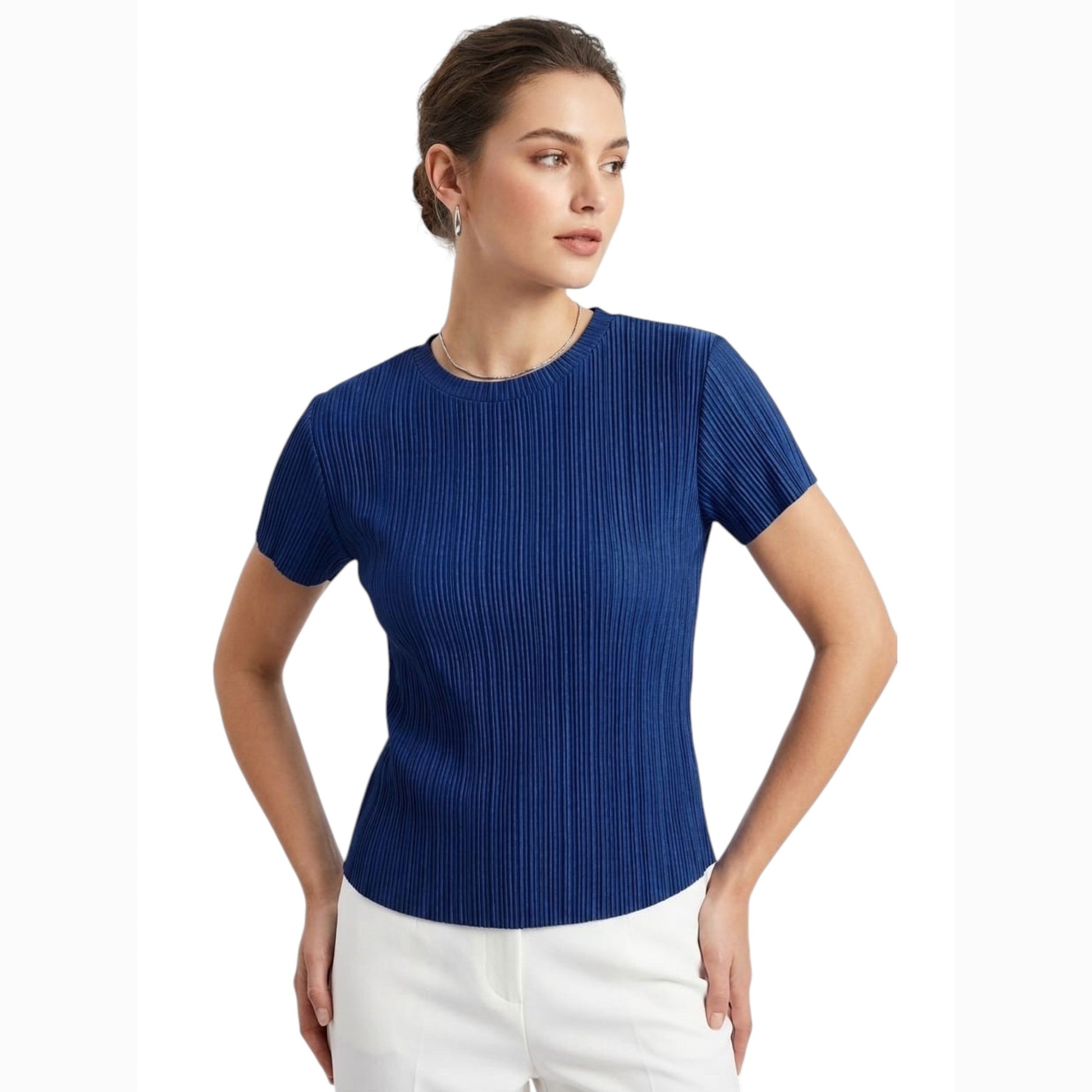 Women's Ribbed Top,Indigo