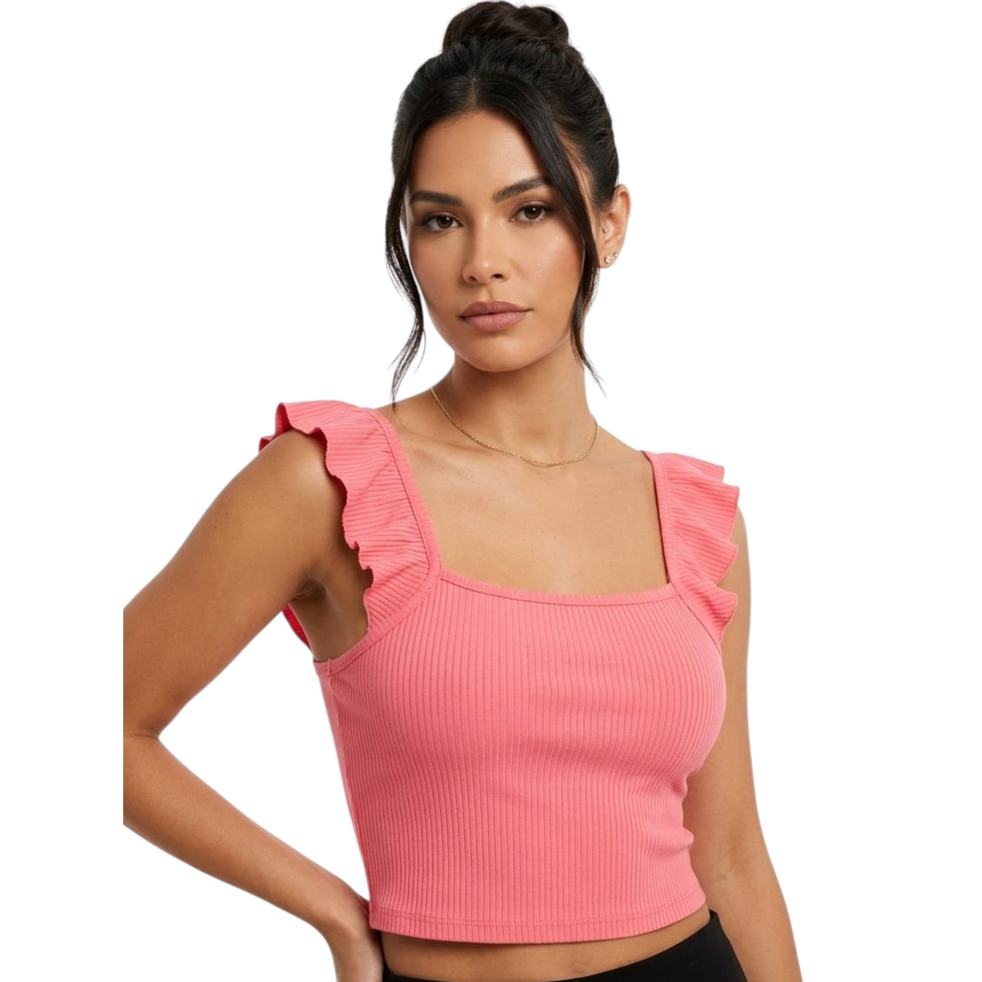Women's Ribbed Top,Coral