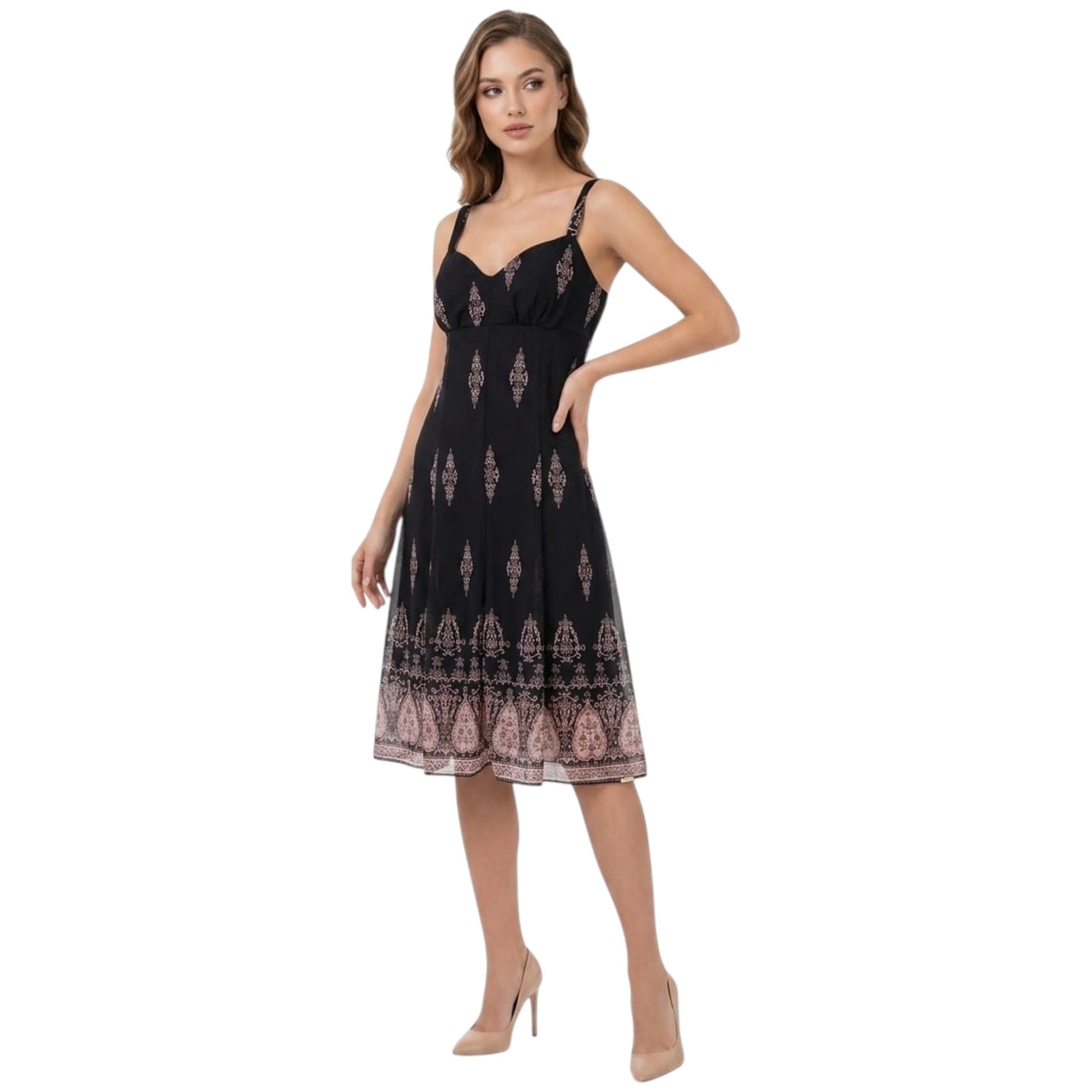 Women's Printed Dress,Black