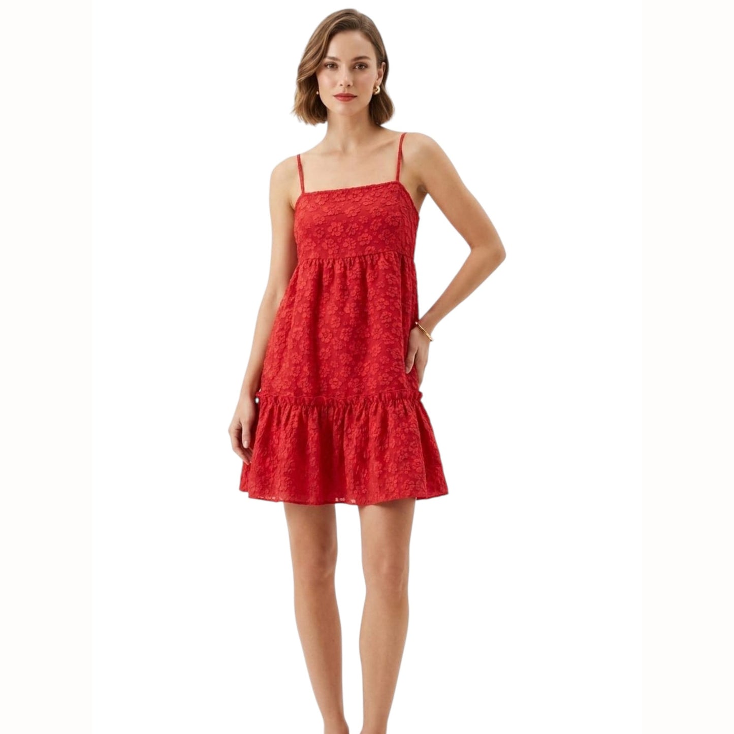 Women's Floral Designed Dress,Red