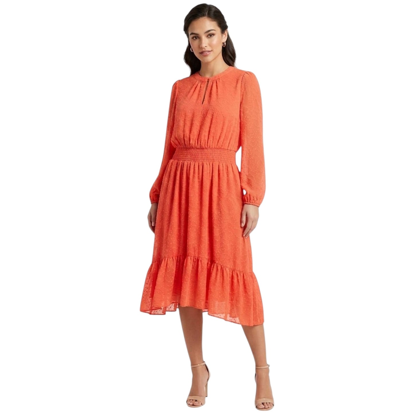 Women's Textured Dress,Orange
