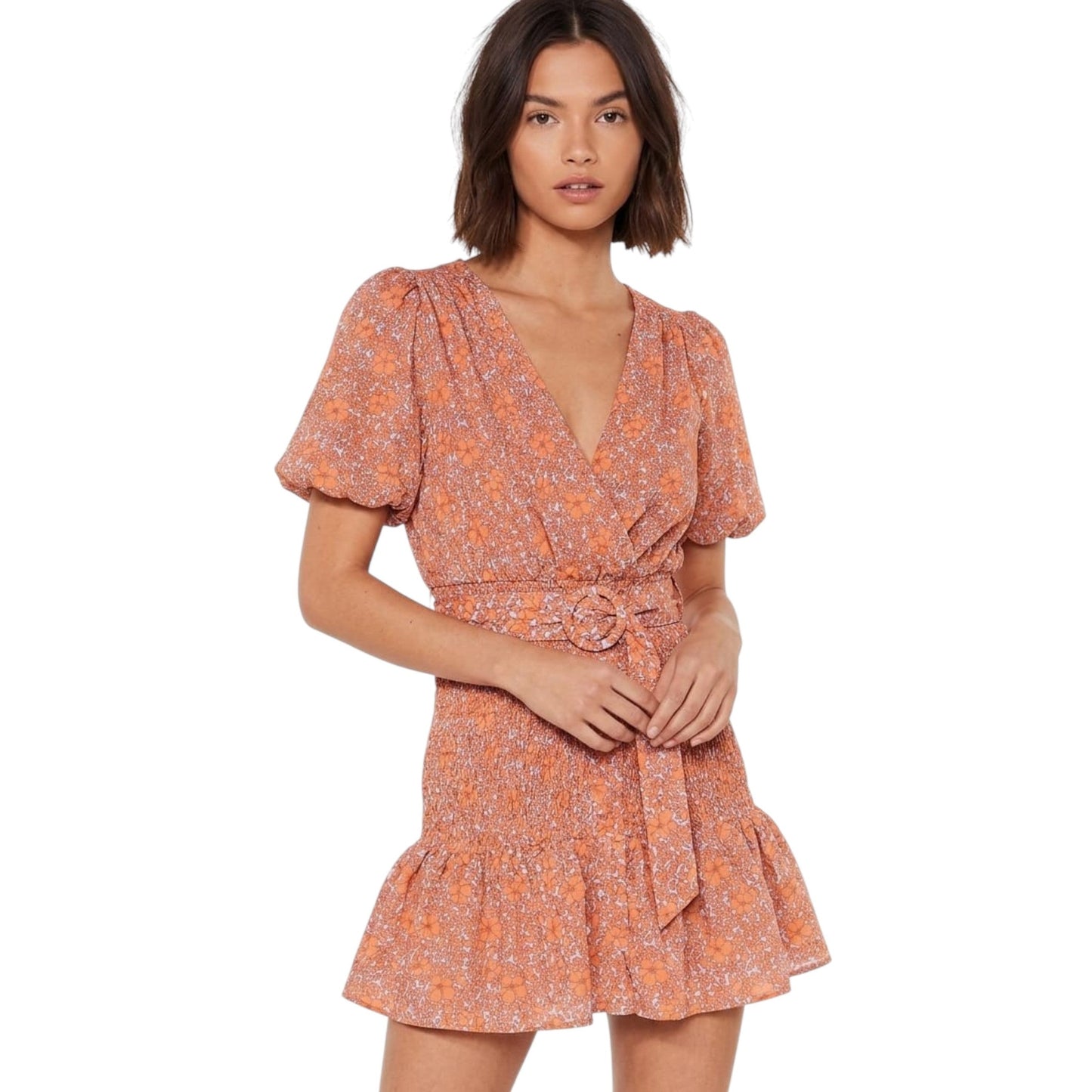 Women's Printed Dress,Orange