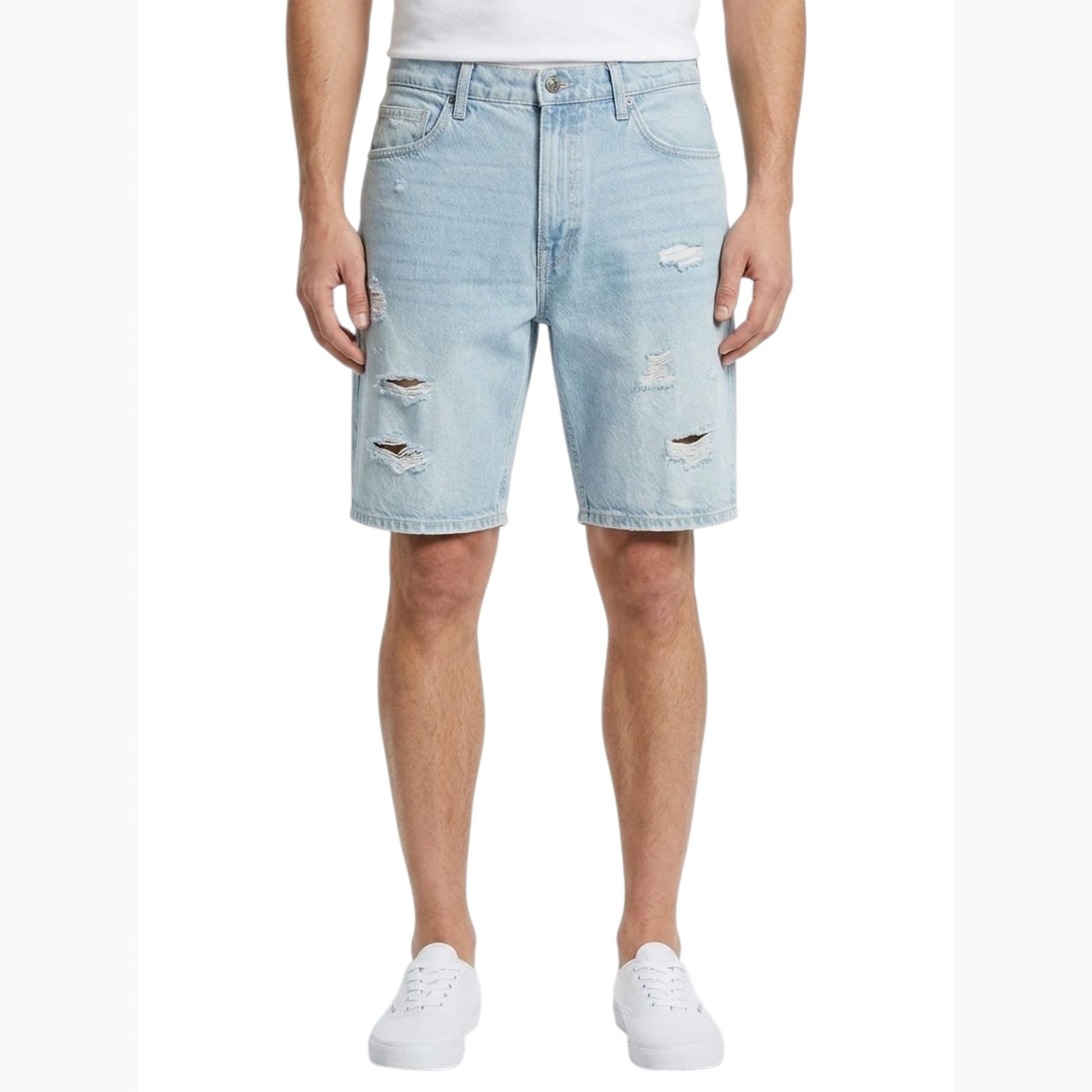 Men's Cropped Jeans Short,Blue