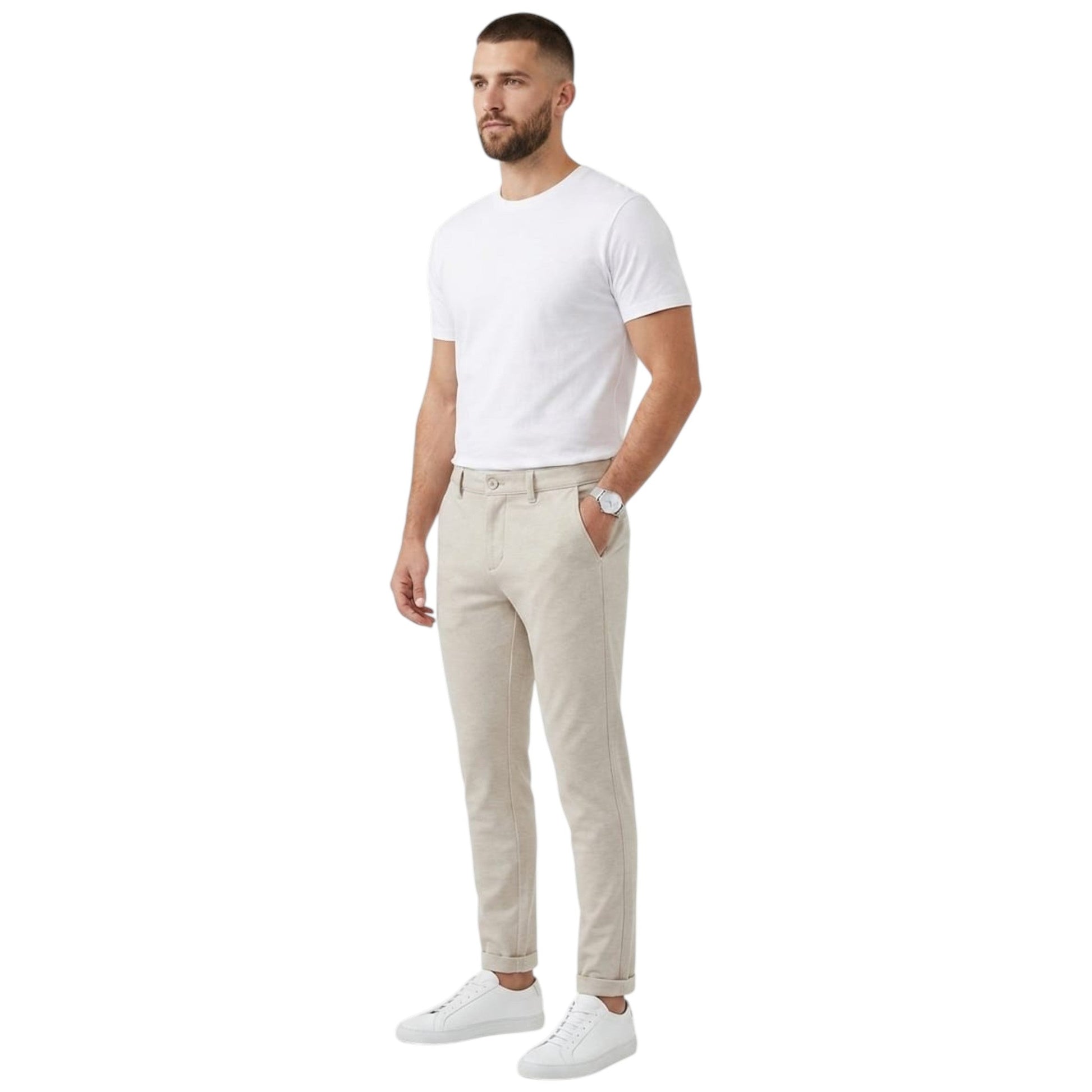 Men's Plain Pant,Light Beige