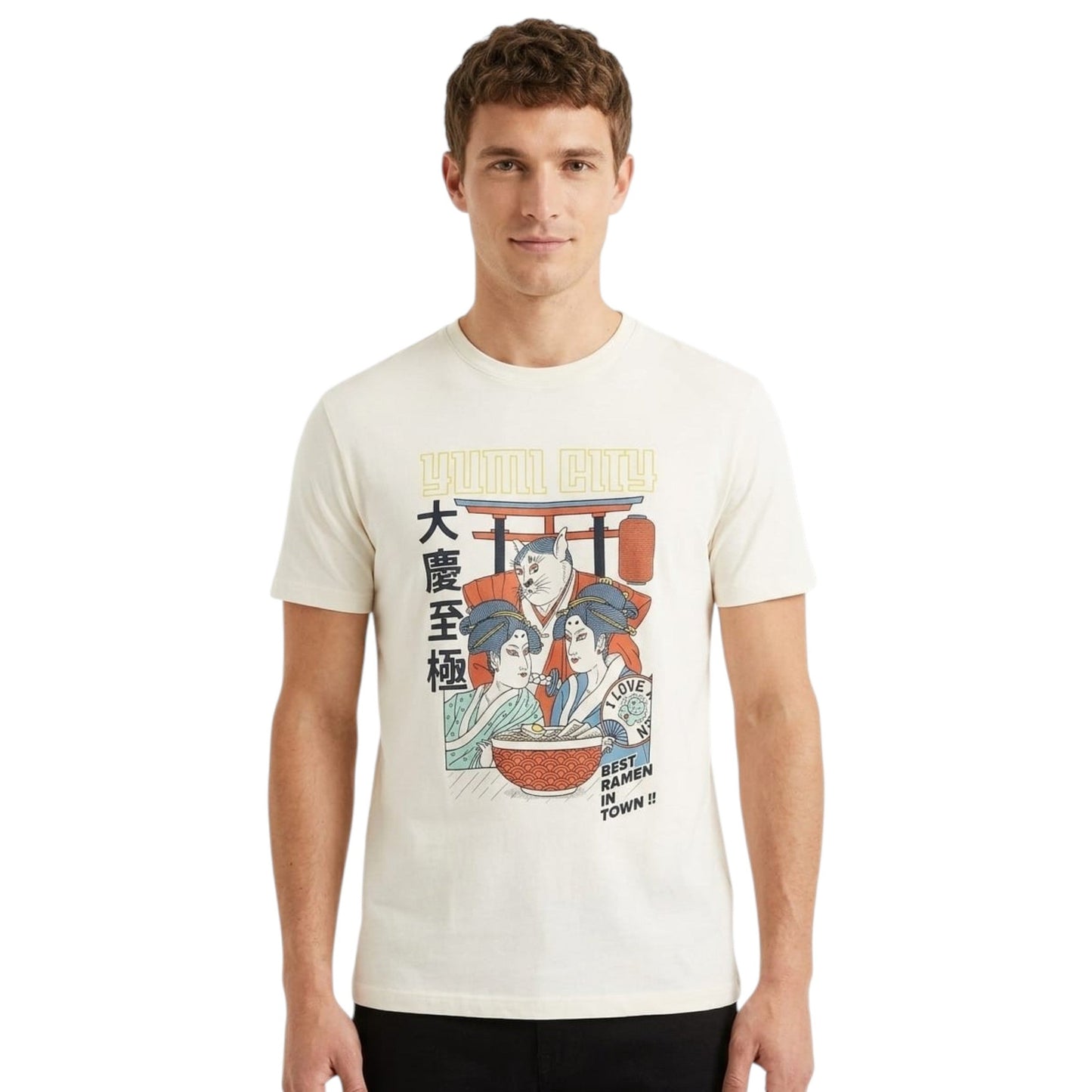 Men's Printed Top,Light Beige