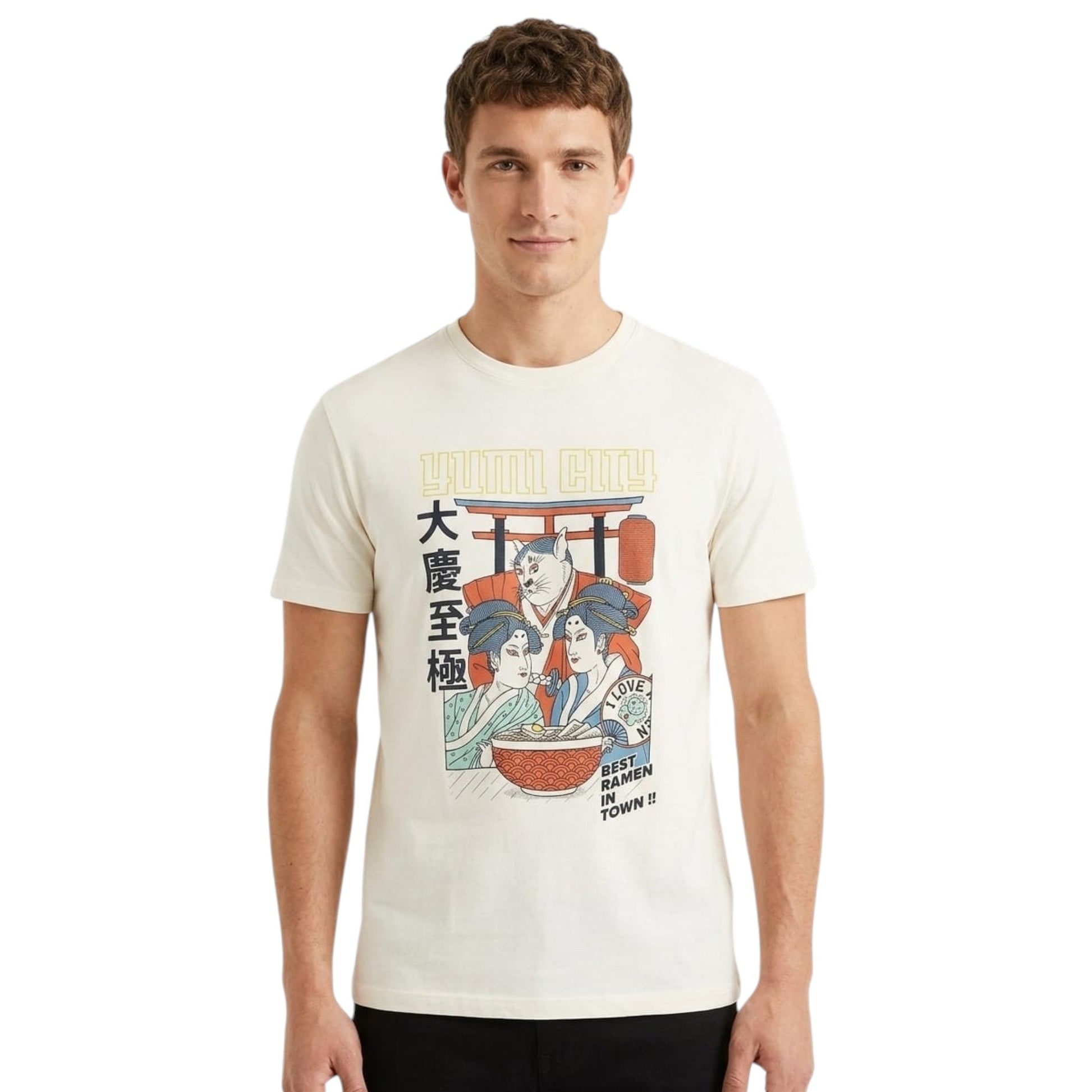 Men's Printed Top,Light Beige
