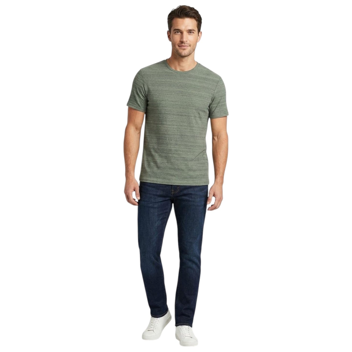 Men's Heather Navy Top,Dusty Green