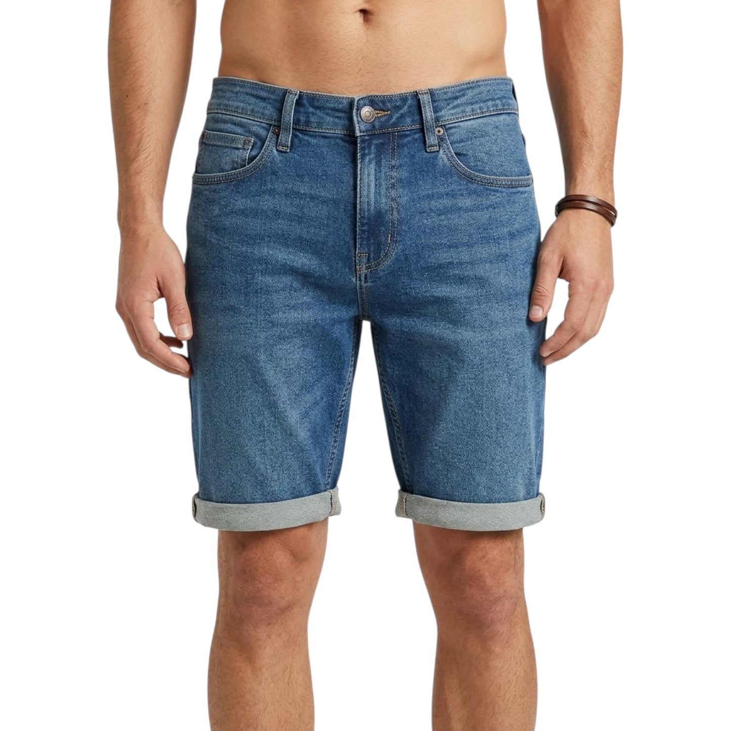 Men's Plain Jeans Short,Blue